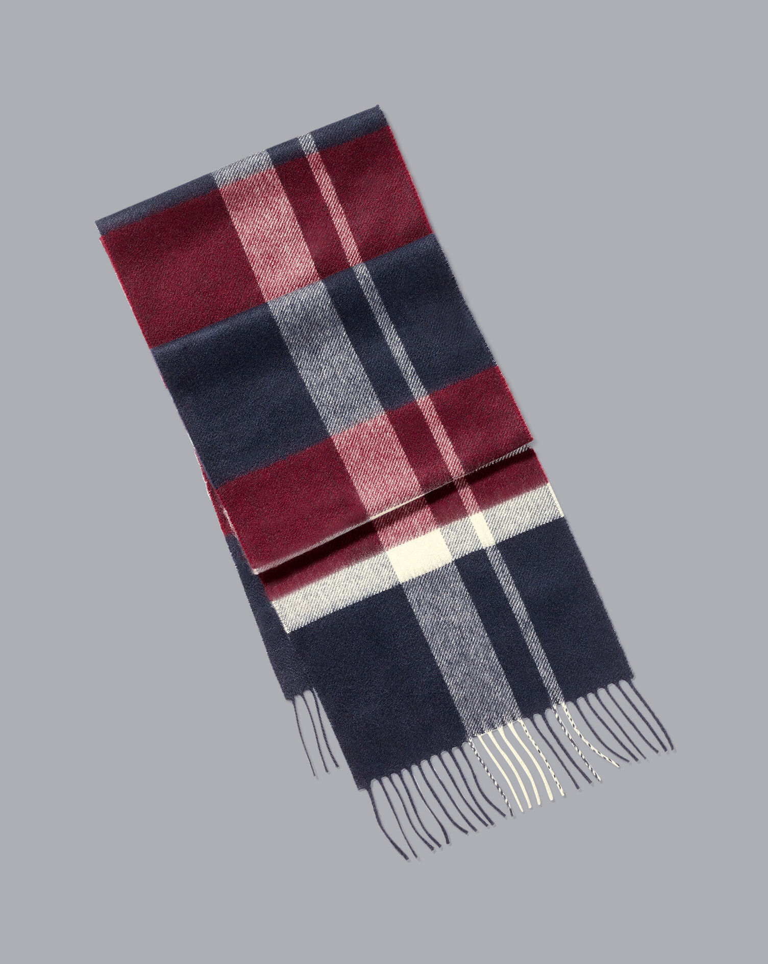 Charles Tyrwhitt Cashmere Check Scarf - Burgundy & Navy
