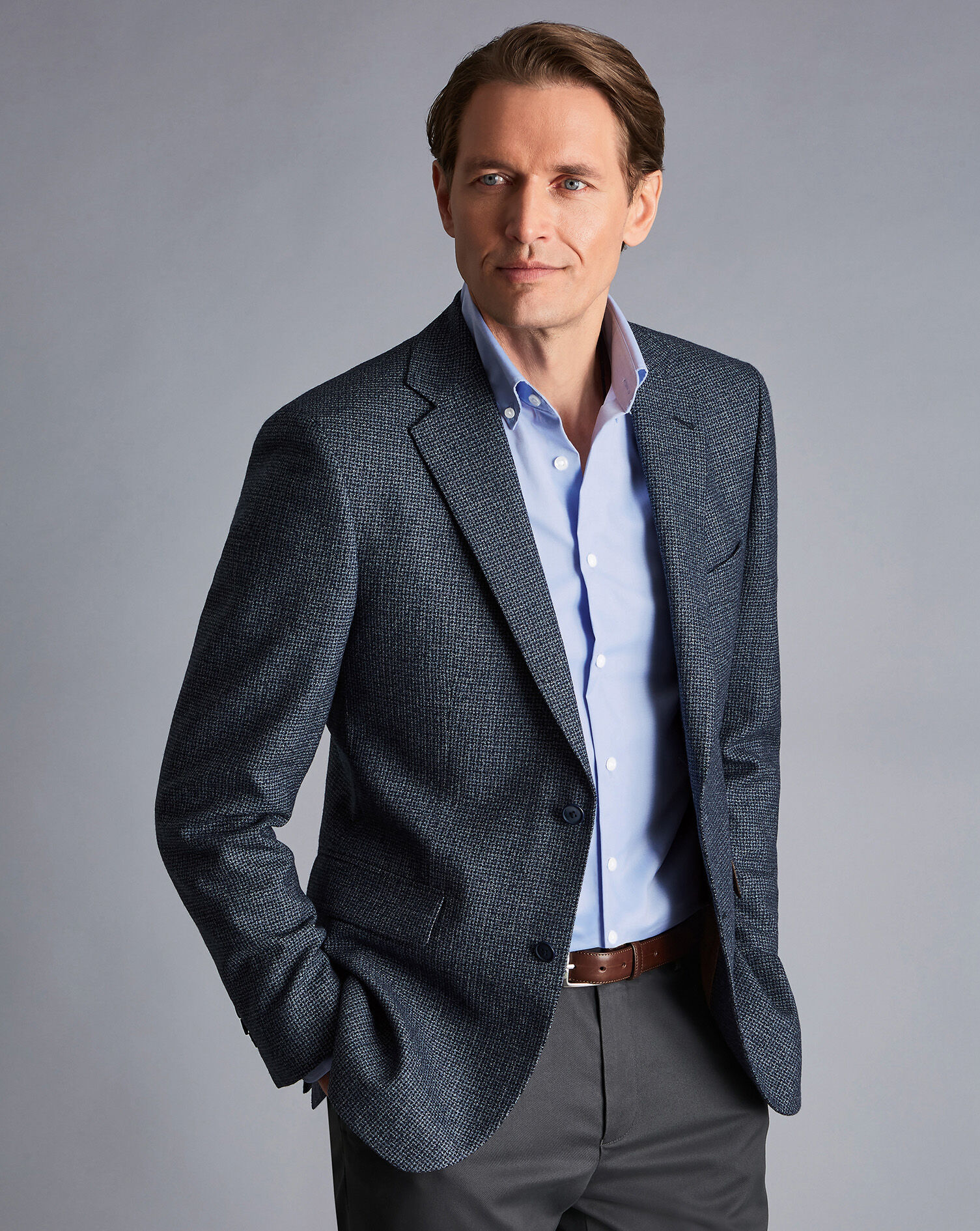 Charles Tyrwhitt Textured Wool Jacket - Denim Blue