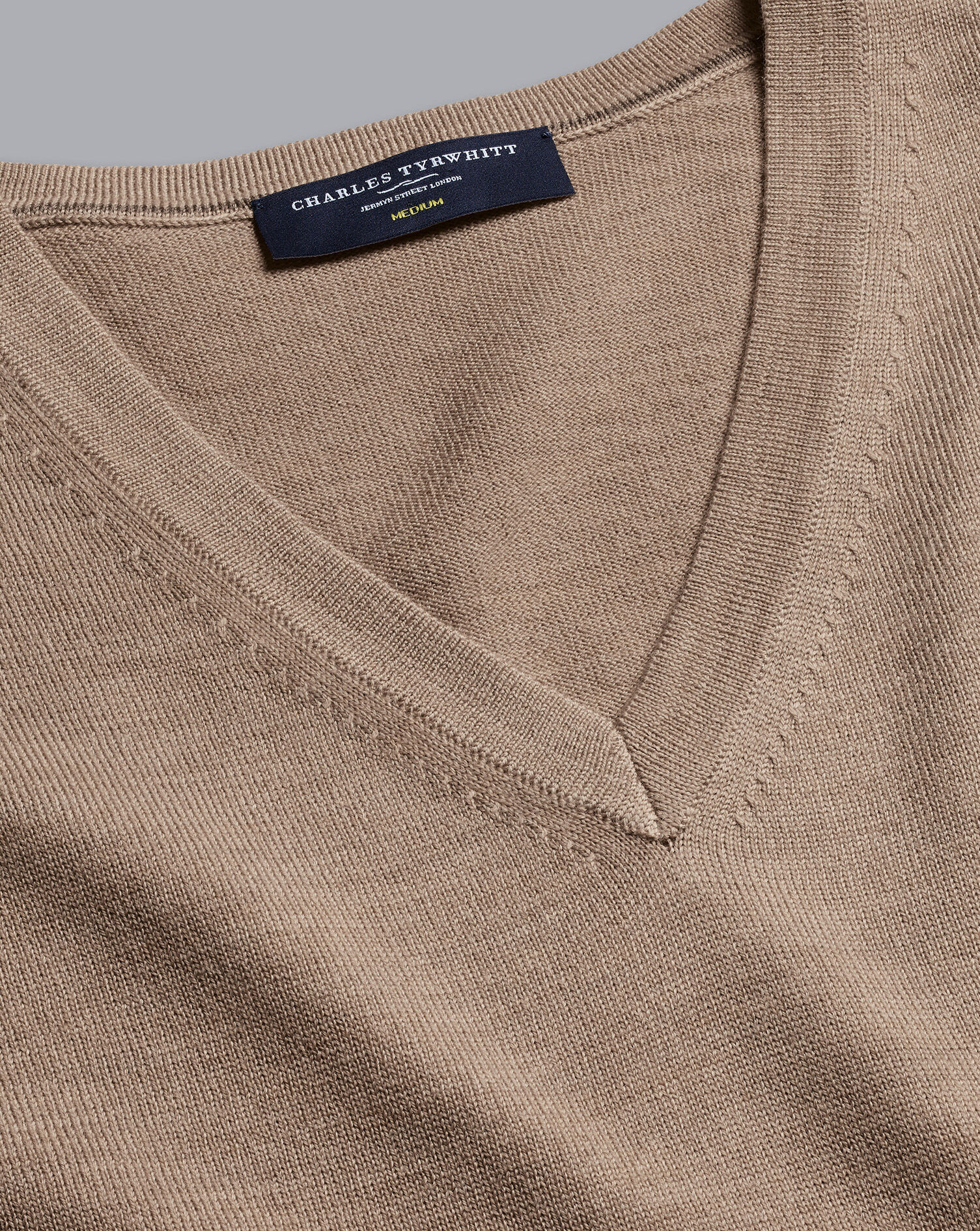 Charles Tyrwhitt Merino V-Neck Sweater - Oatmeal