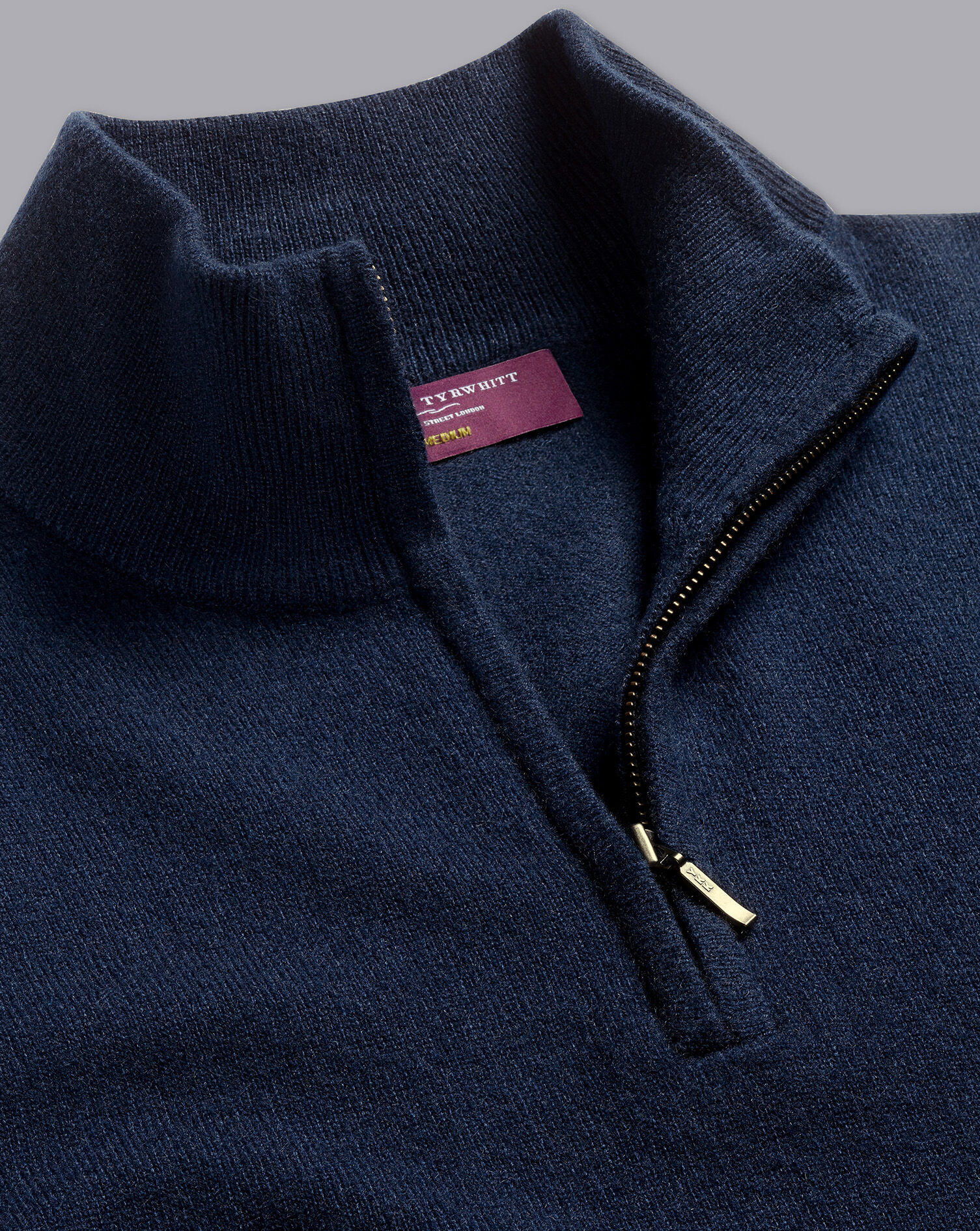 Charles Tyrwhitt Cashmere Zip Neck Sweater - Navy