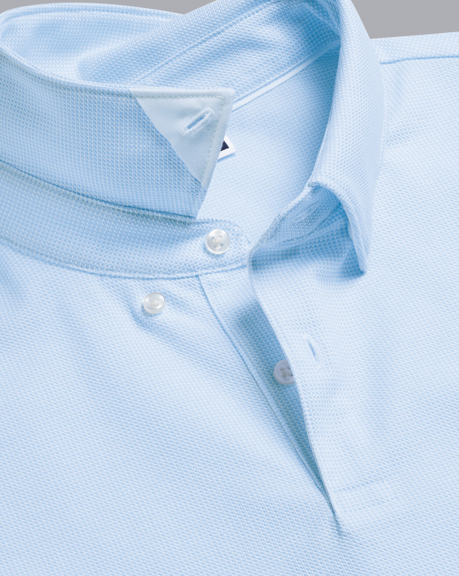 Charles Tyrwhitt Spot Jacquard Polo - Sky & White