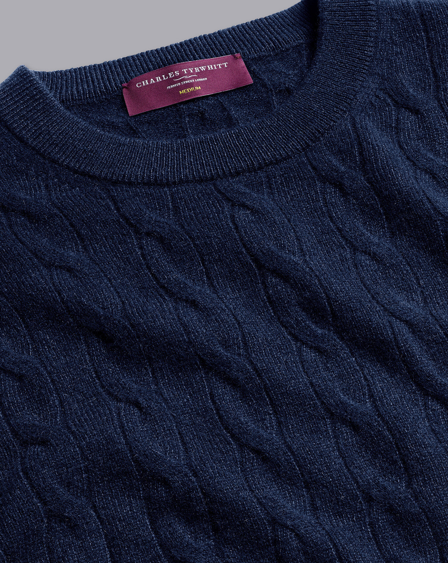 Charles Tyrwhitt Cashmere Cable Knit Crew Neck Sweater - Navy