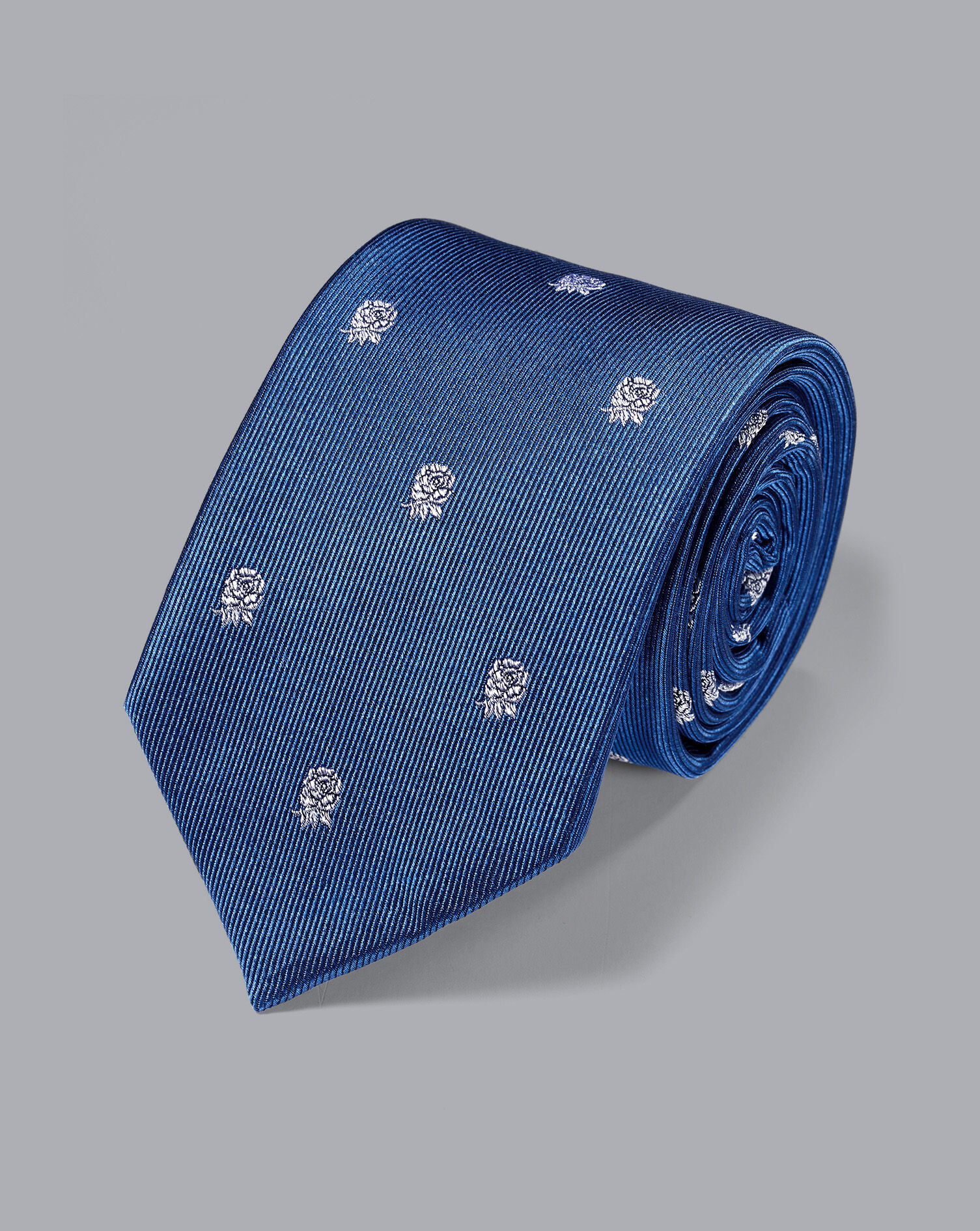Charles Tyrwhitt England Rugby Club Tie With Rose Motif - Royal Blue