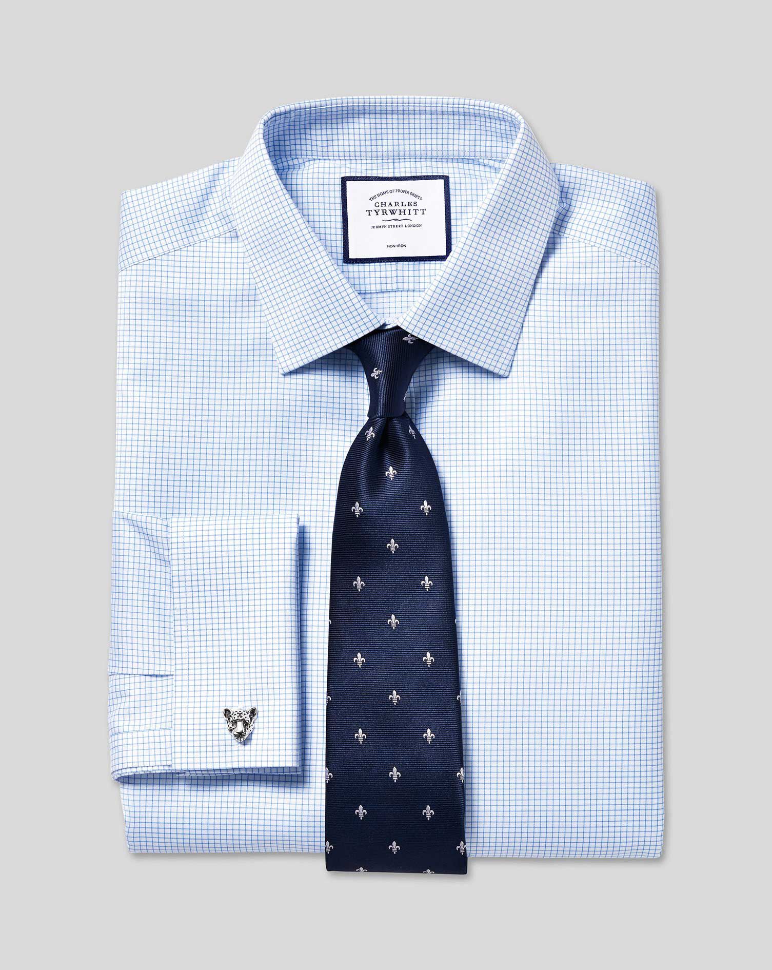Charles Tyrwhitt Stain Resistant Silk Fleur-de-lys Tie - French Blue