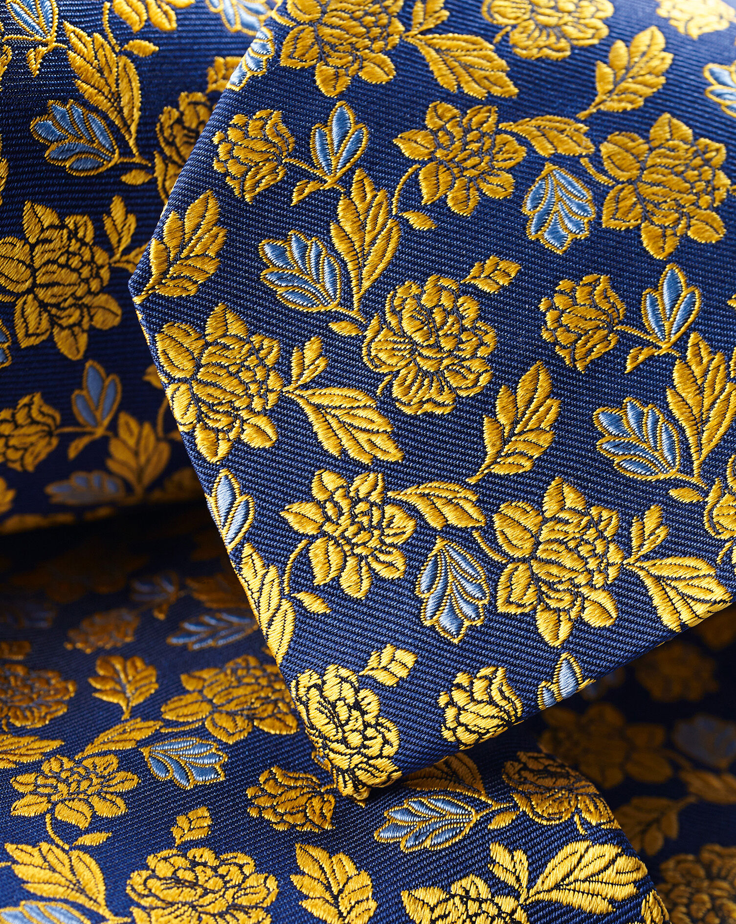 Charles Tyrwhitt Silk English Luxury Design Tie - Royal Blue & Sunflower