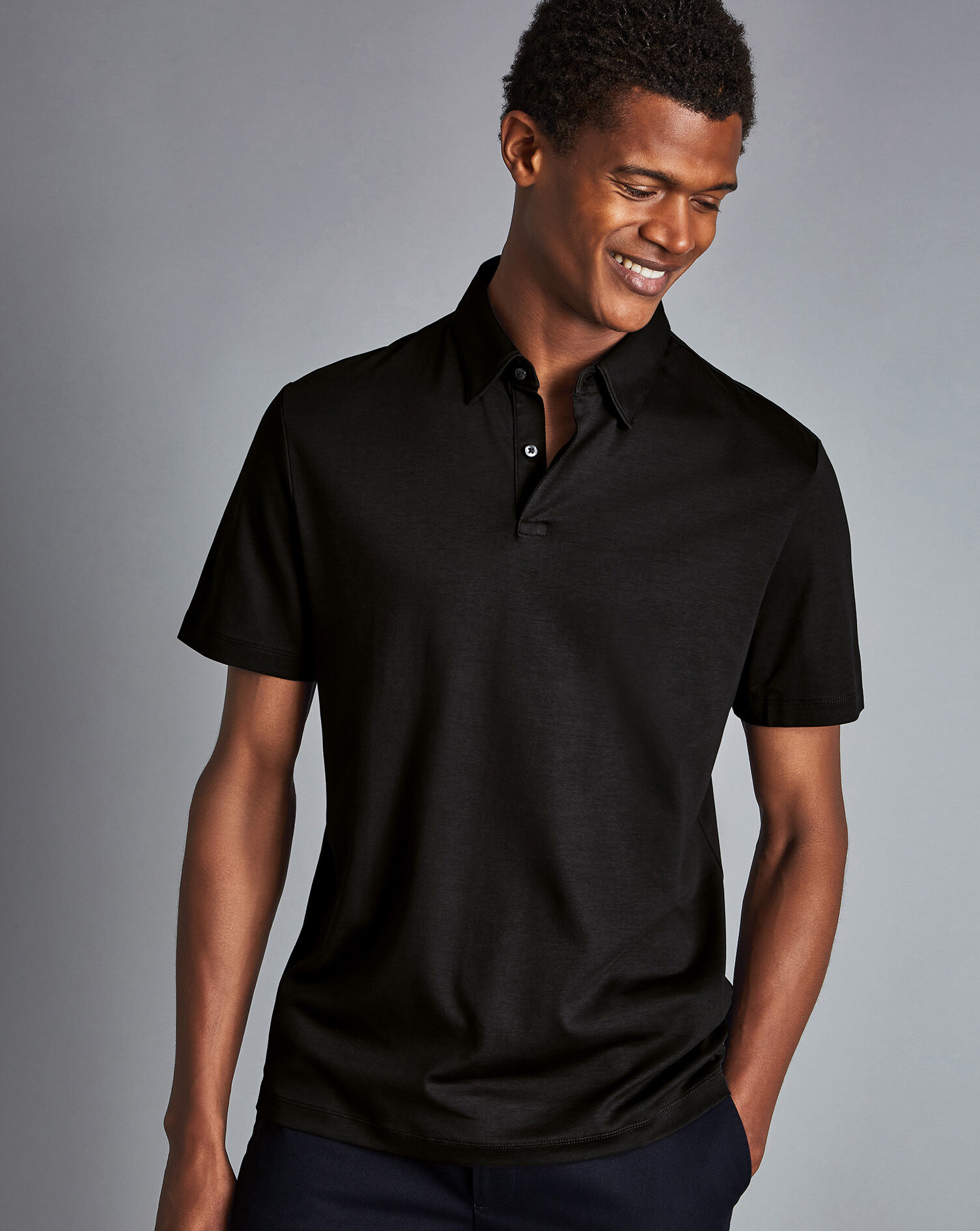 Charles Tyrwhitt Smart Jersey Polo - Black