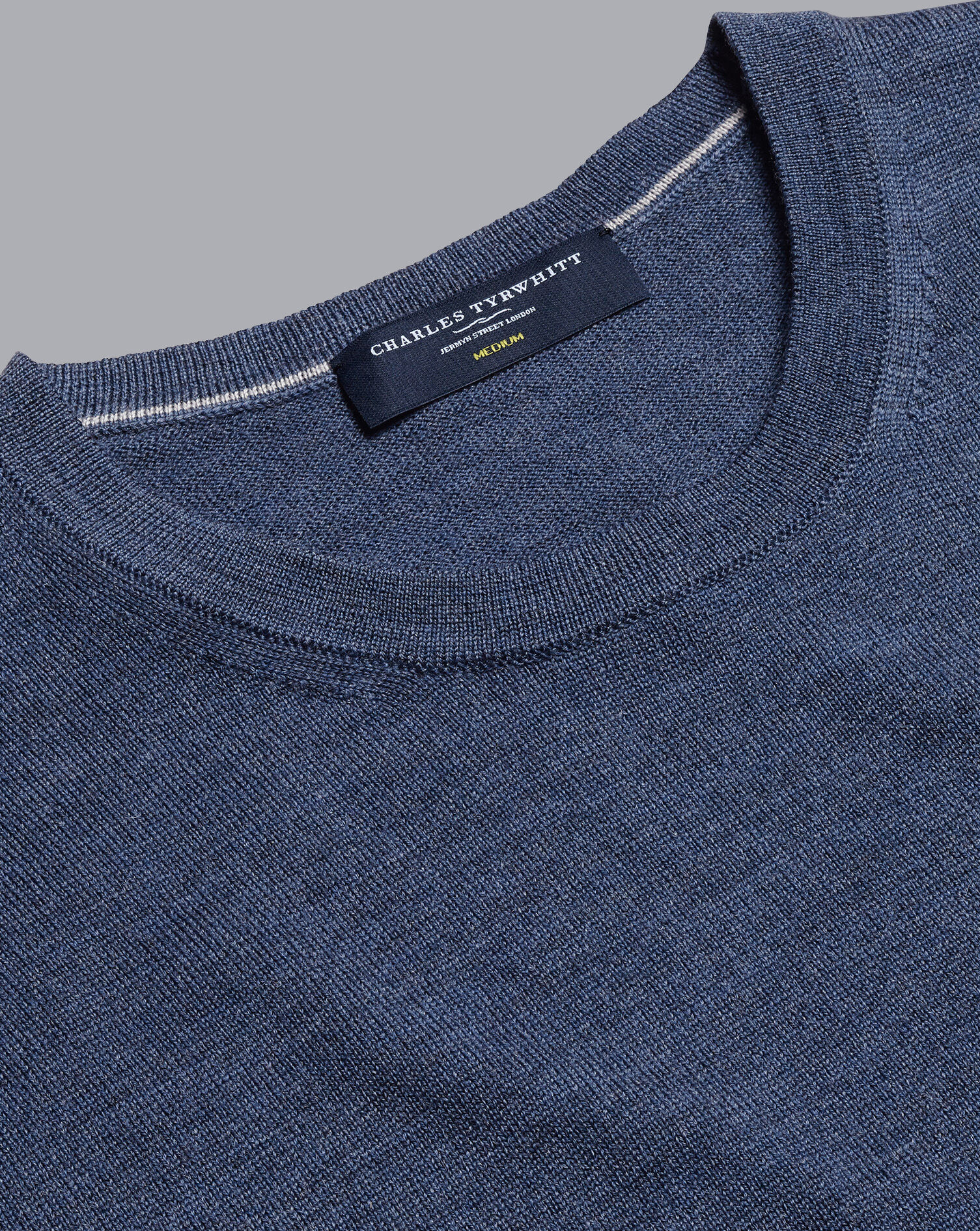 Charles Tyrwhitt Merino Crew Neck Sweater - Indigo Melange