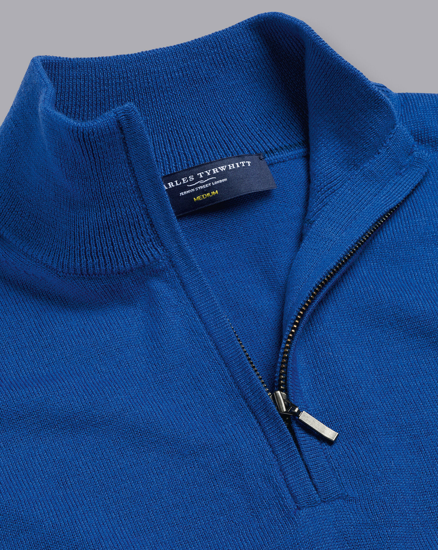 Charles Tyrwhitt Merino Zip Neck Sweater - Ocean Blue