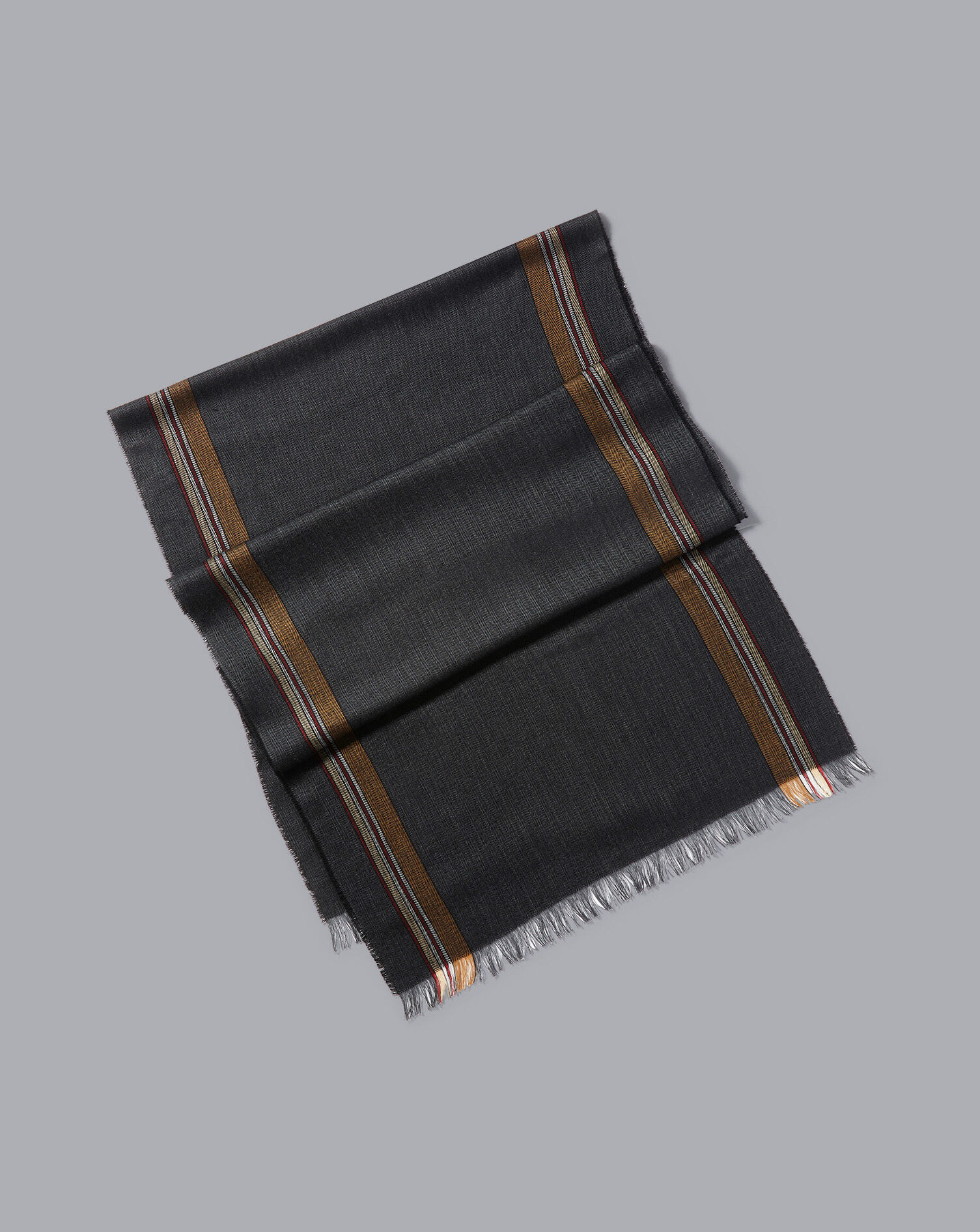 Charles Tyrwhitt Lightweight Merino Herringbone Scarf - Charcoal