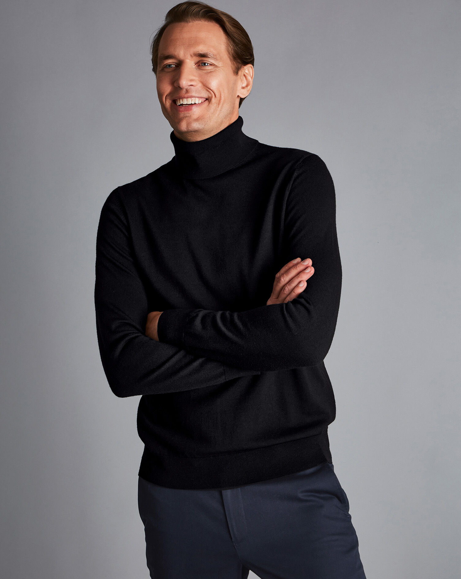 Charles Tyrwhitt Merino Roll Neck Sweater - Black