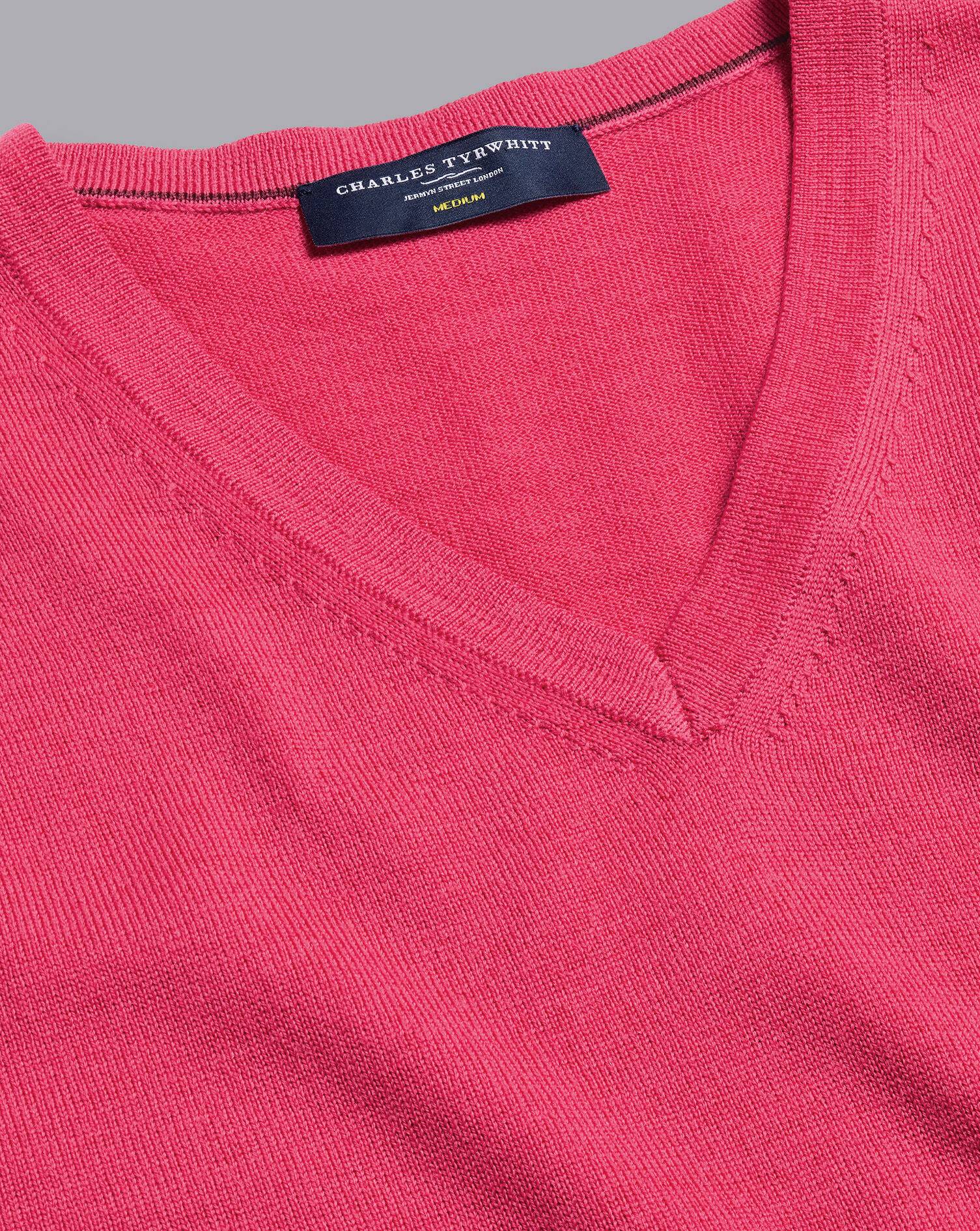 Charles Tyrwhitt Merino V-Neck Sweater - Bright Pink