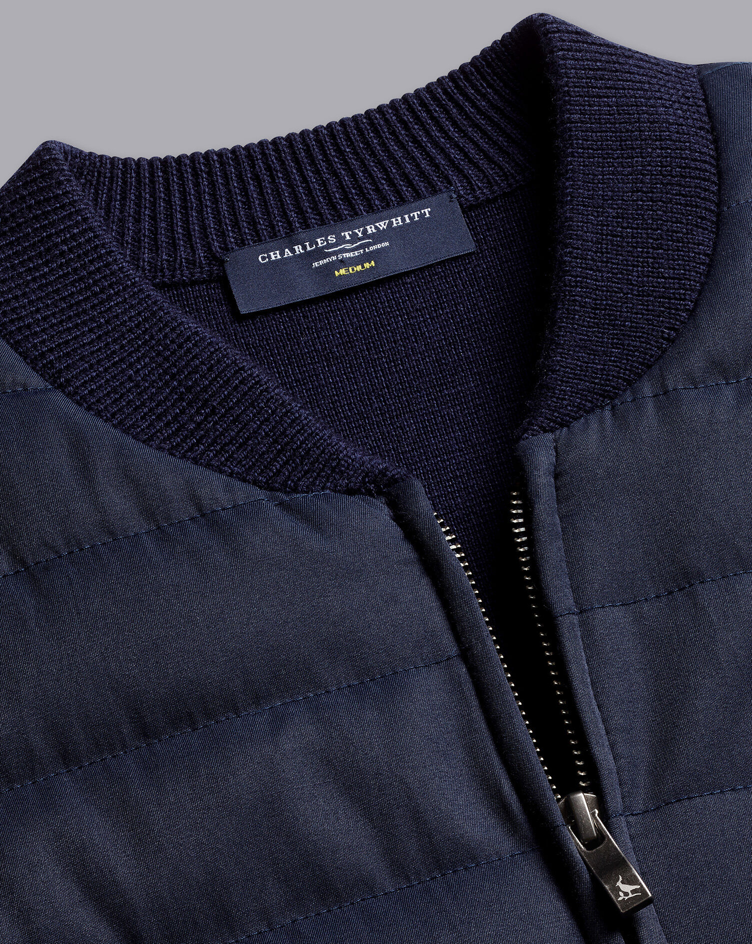 Charles Tyrwhitt Merino Zip Through Hybrid Bomber Jacket - Navy