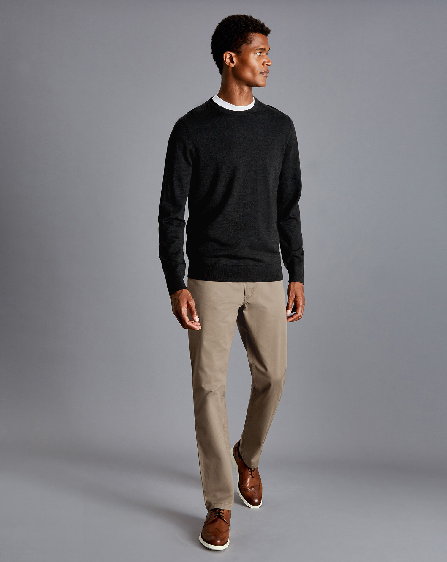 Charles Tyrwhitt Cotton Stretch 5-Pocket Pants - Mocha