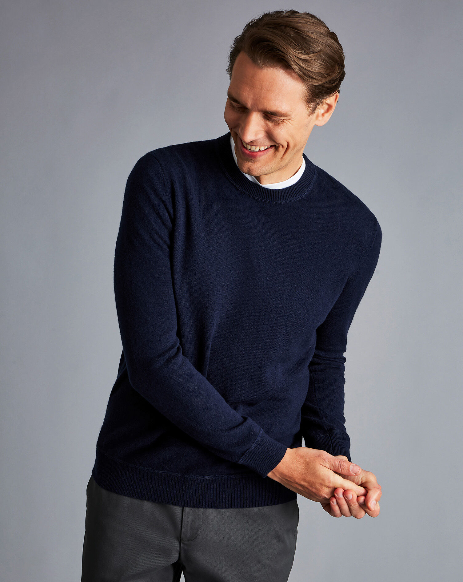 Charles Tyrwhitt Merino Cashmere Crew Neck Sweater - Navy
