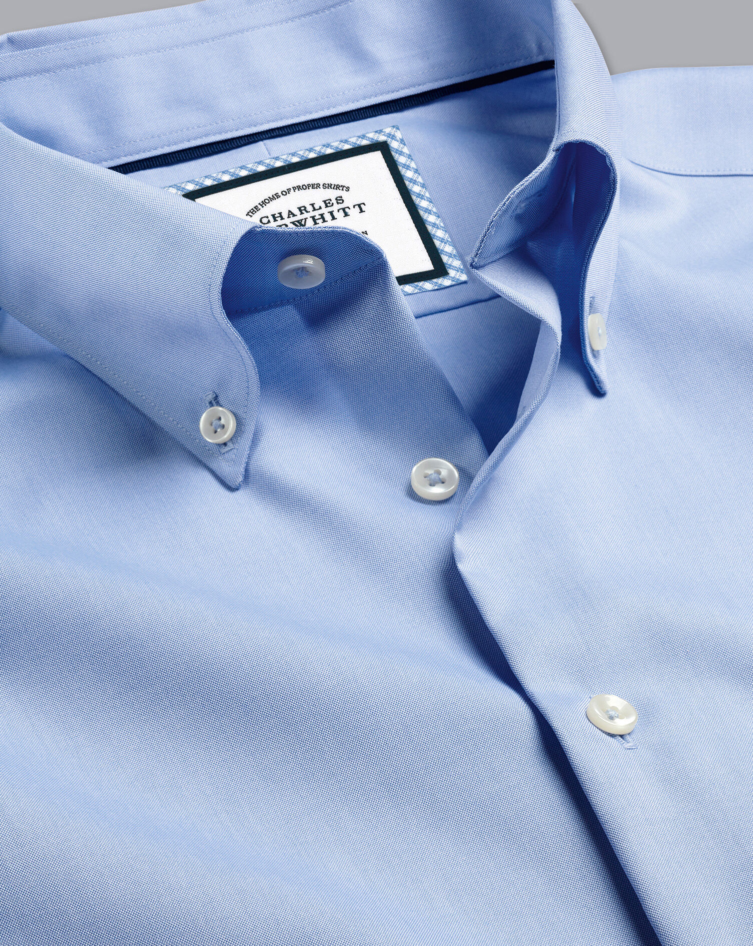 Charles Tyrwhitt Button-Down Collar Non-Iron Shirt - Sky Blue