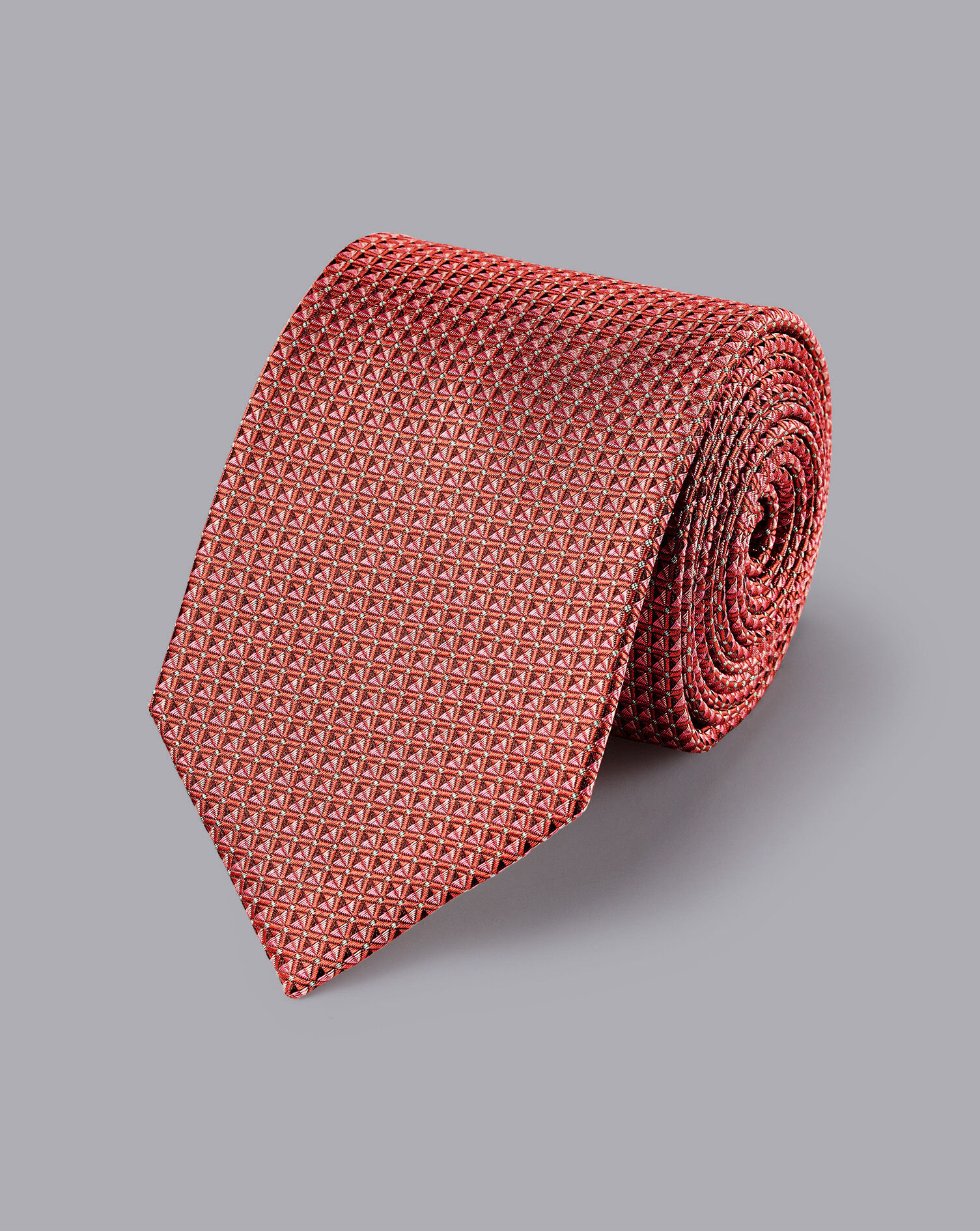 Charles Tyrwhitt Stain Resistant Pattern Silk Tie - Burnt Orange