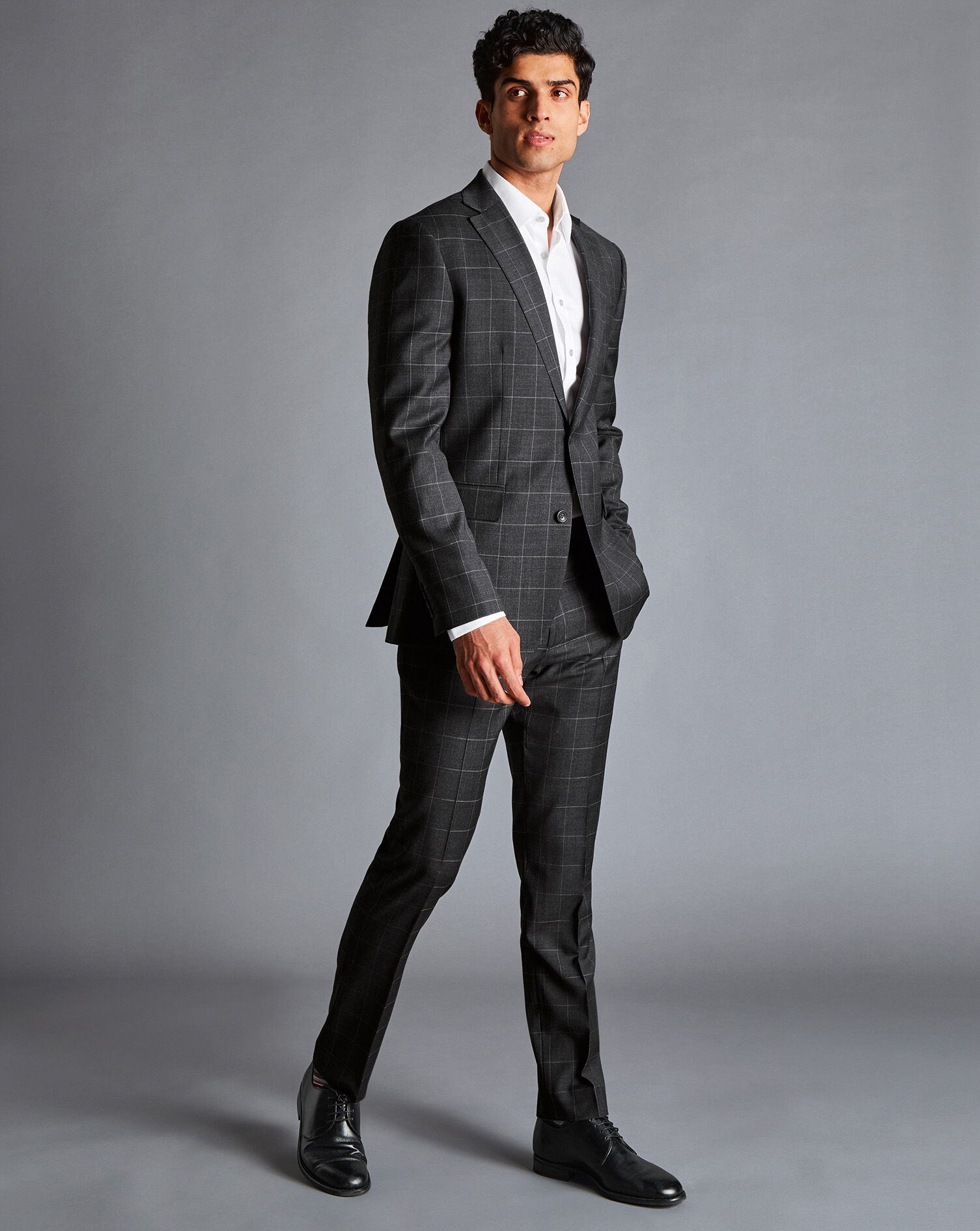 Charles Tyrwhitt Windowpane Check Suit - Charcoal Grey