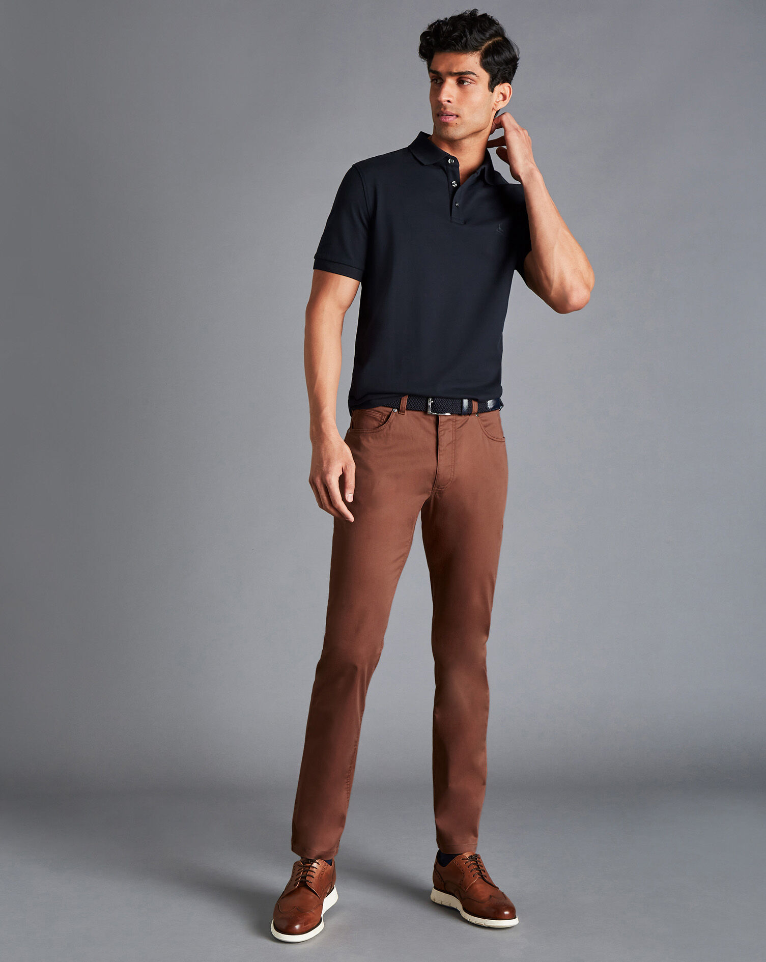 Charles Tyrwhitt Cotton Stretch 5-Pocket Pants - Rust
