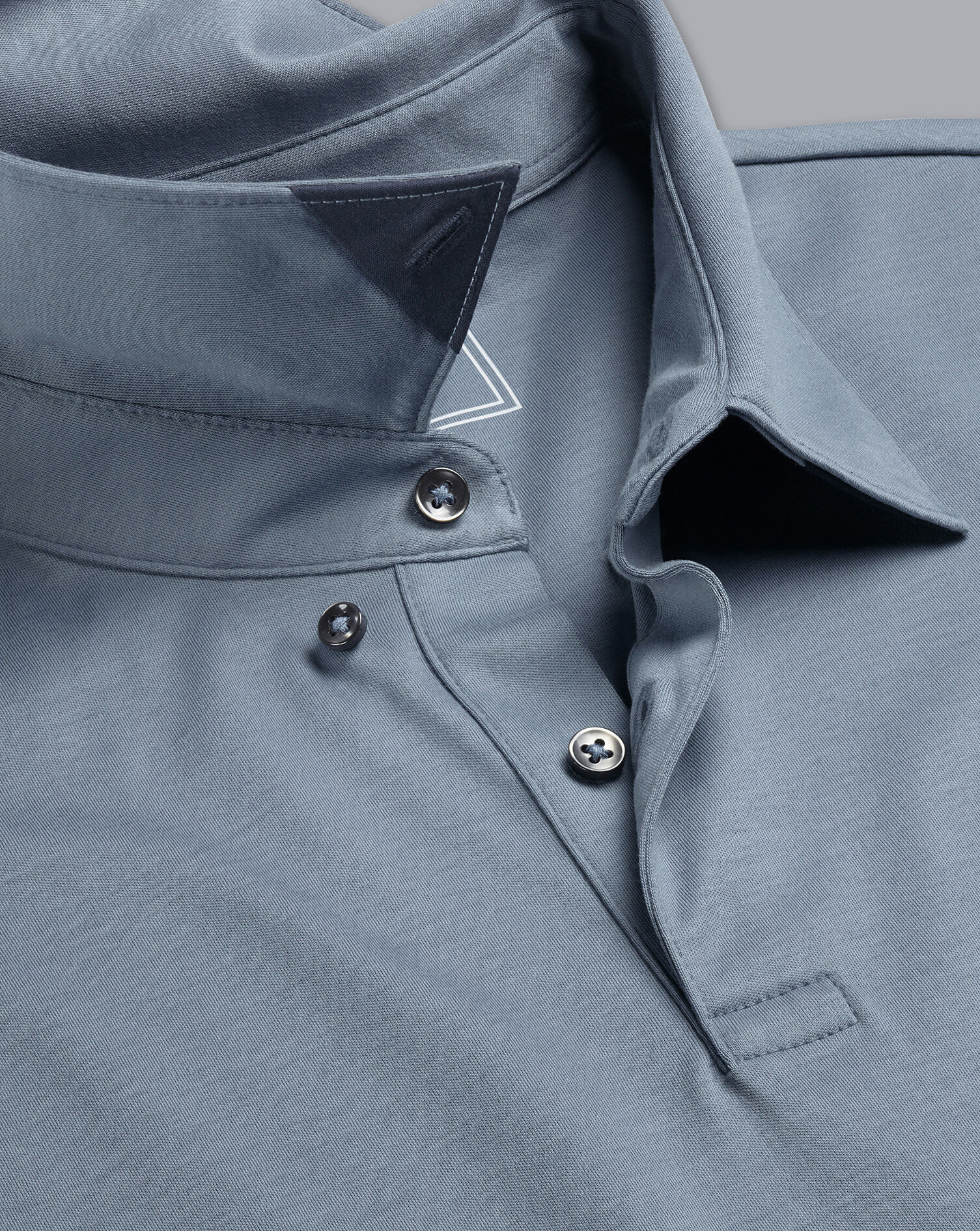 Charles Tyrwhitt Smart Long Sleeve Jersey Polo - Steel Blue