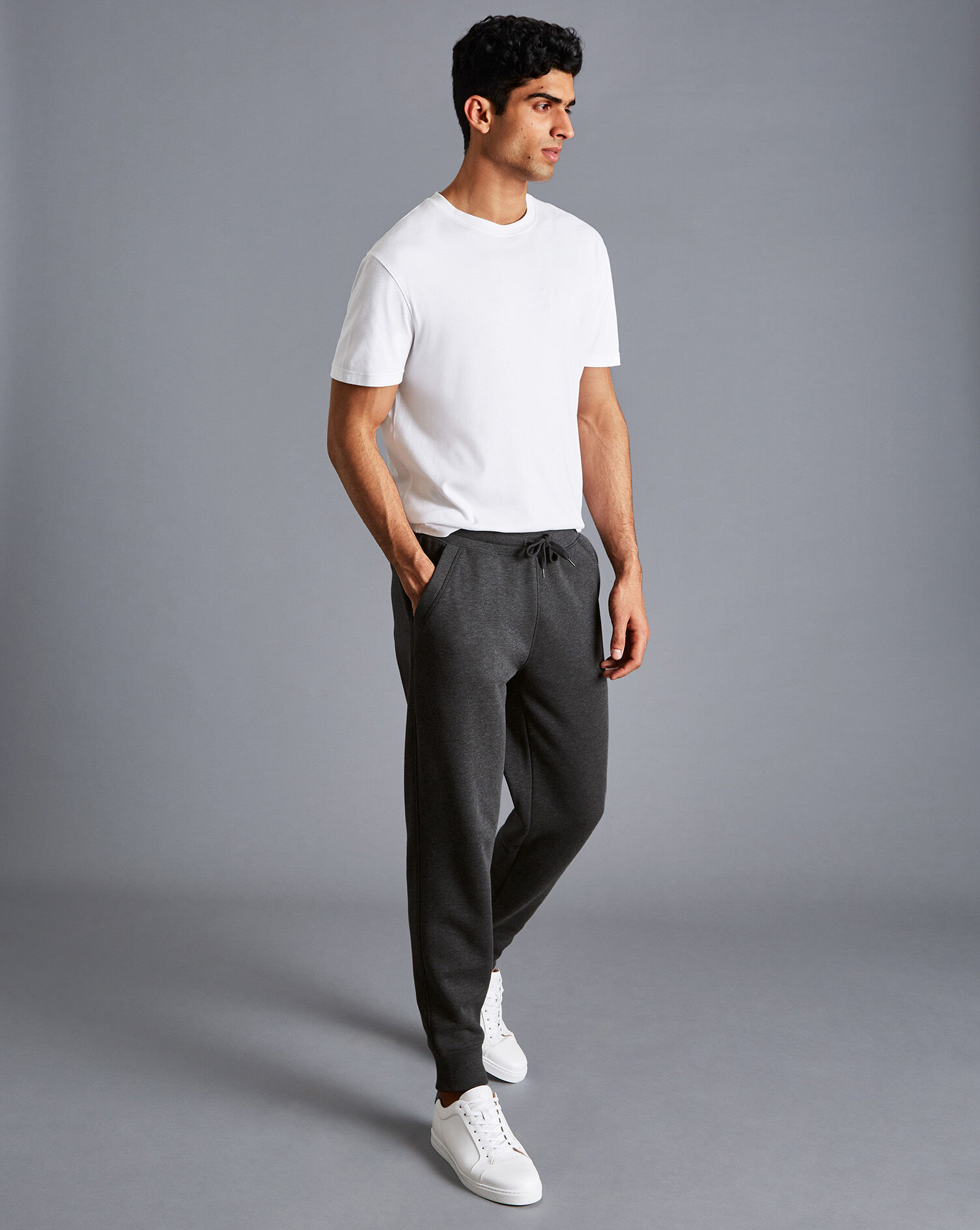 Charles Tyrwhitt Jersey Joggers - Dark Grey Melange