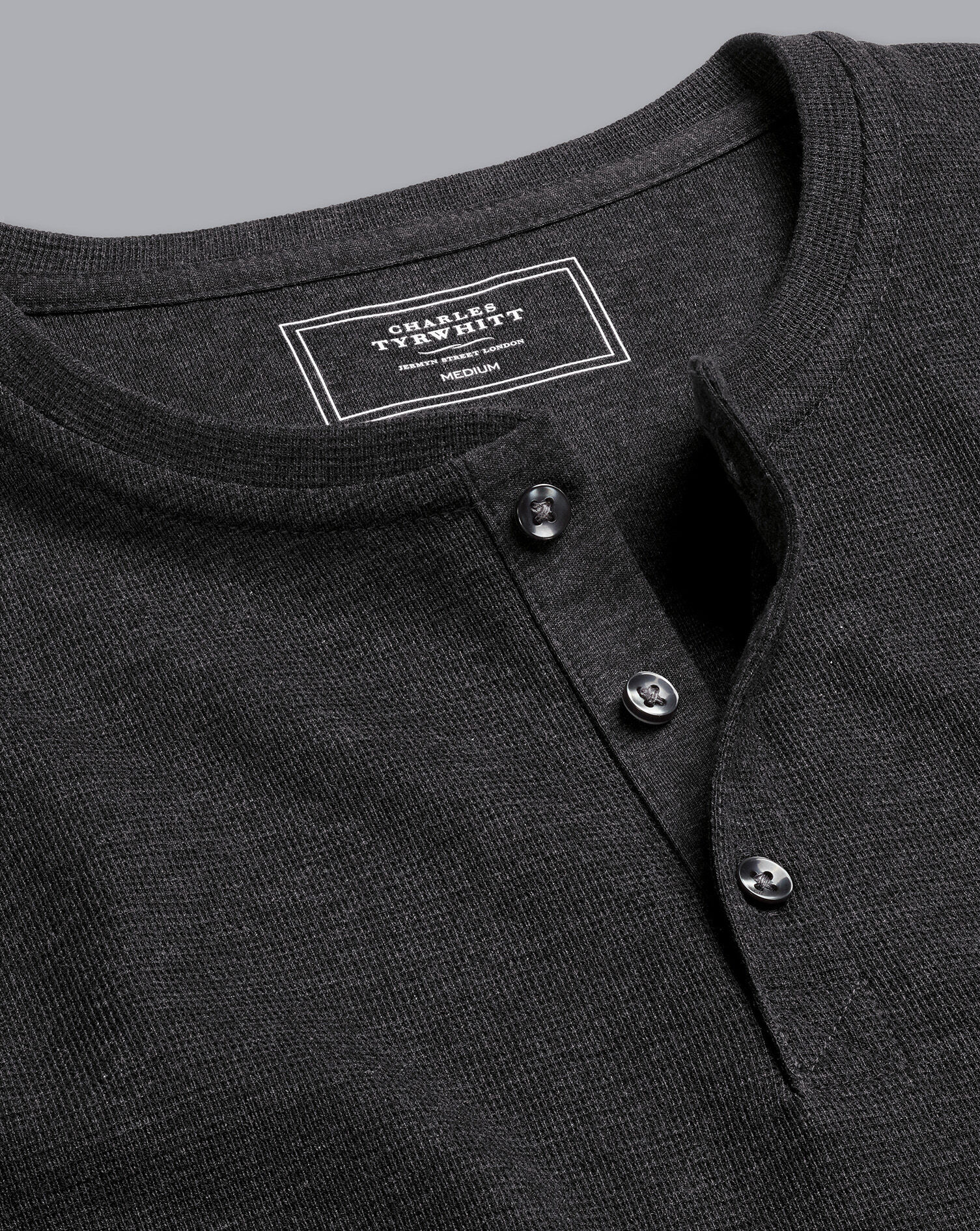 Charles Tyrwhitt Henley Long Sleeve Pajama Top - Charcoal