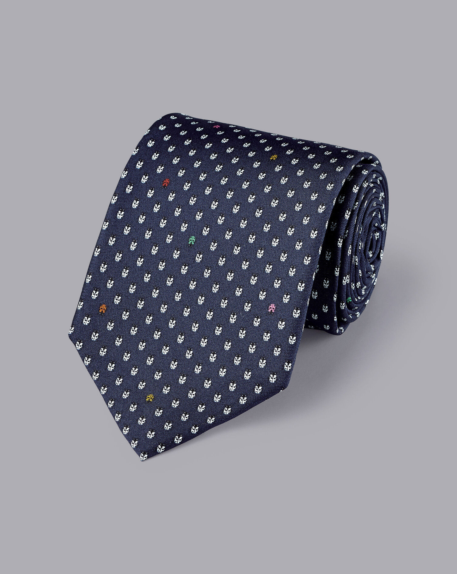 Charles Tyrwhitt Lady Bird Print Silk Tie - Ink Blue