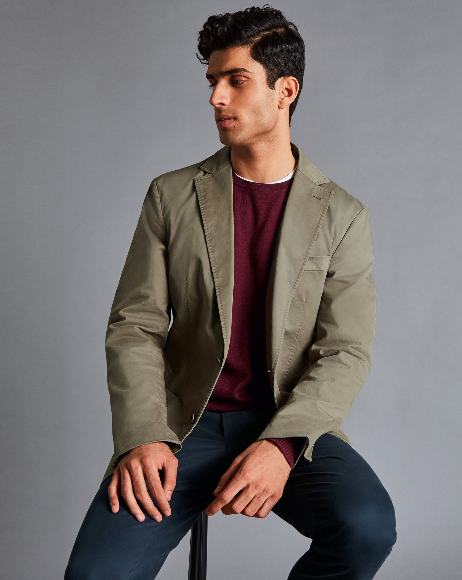 Charles Tyrwhitt Cotton Stretch Jacket - Olive Green