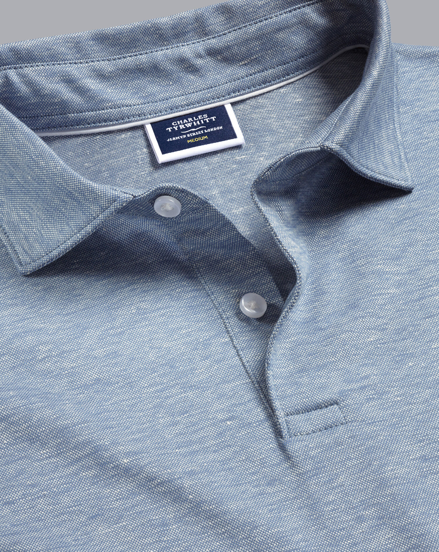 Charles Tyrwhitt Linen Cotton Polo - Navy Blue