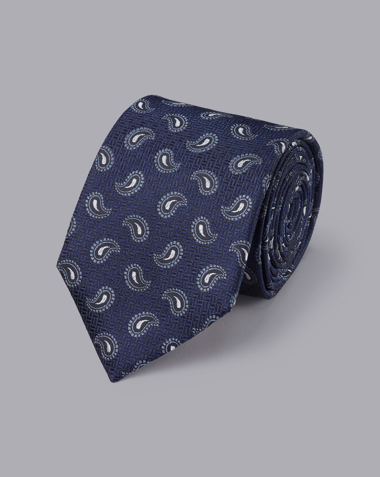 Charles Tyrwhitt Stain Resistant Paisley Silk Tie - French Blue