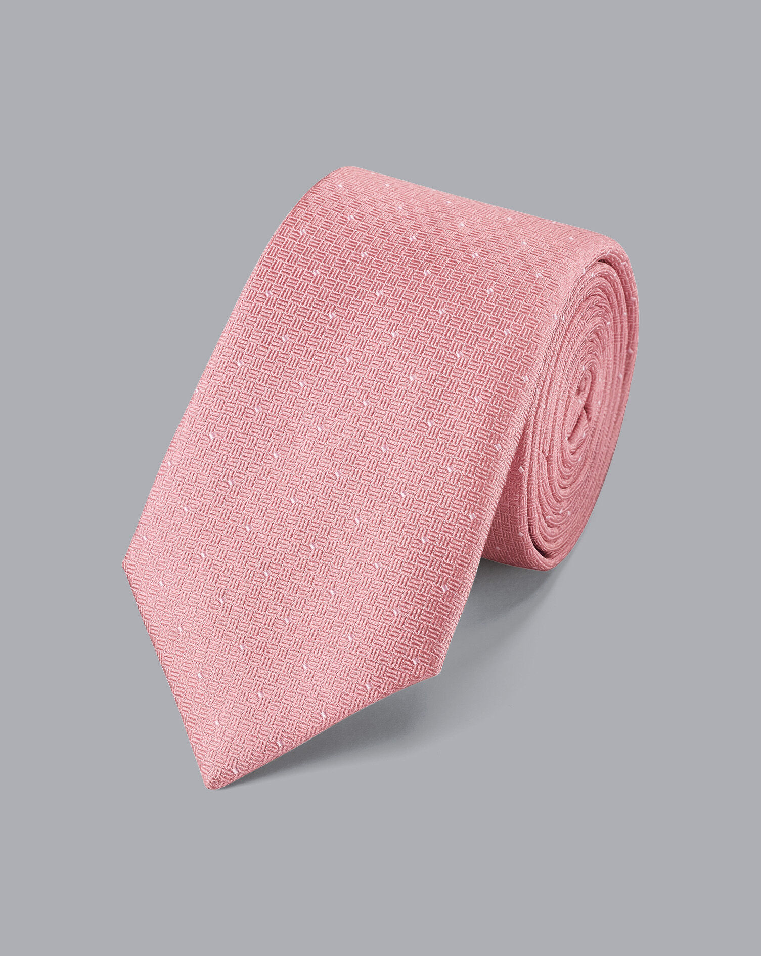 Charles Tyrwhitt Silk Spot Slim Tie - Light Coral Pink