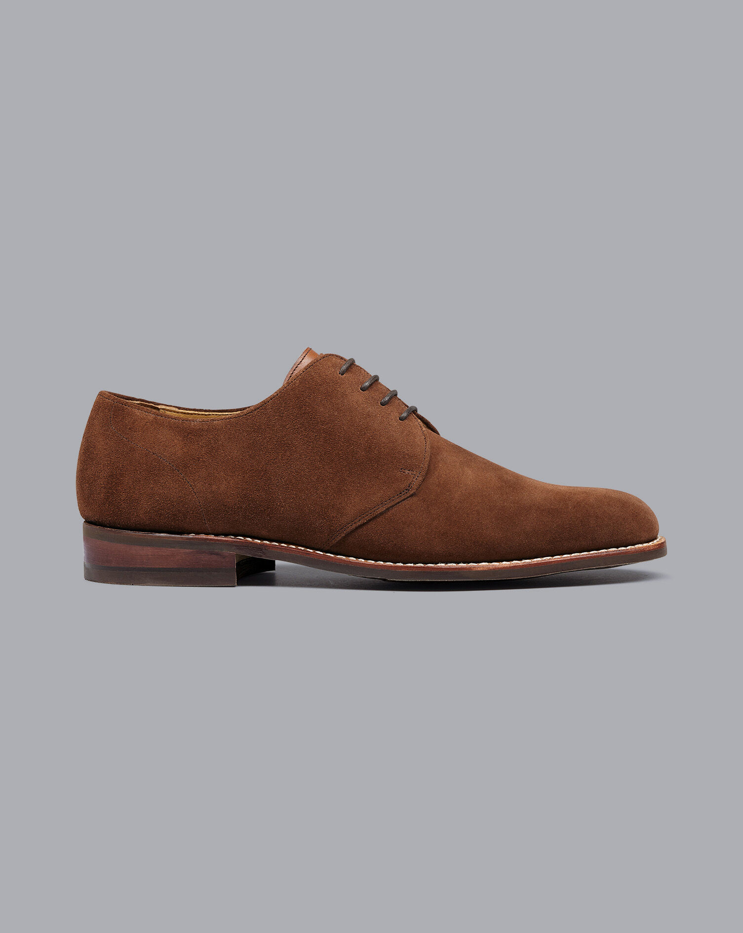 Charles Tyrwhitt Rubber Sole Suede Derby Shoes - Walnut Brown