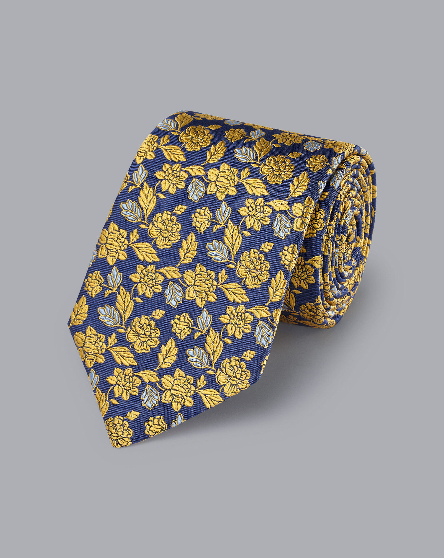 Charles Tyrwhitt Silk English Luxury Design Tie - Royal Blue & Sunflower
