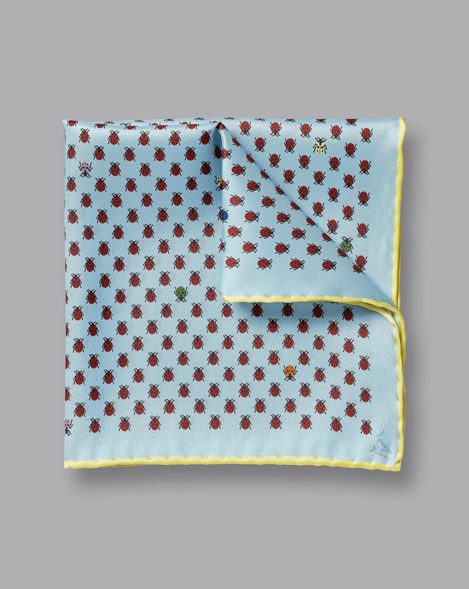 Charles Tyrwhitt Lady Bird Print Pocket Square - Light Blue