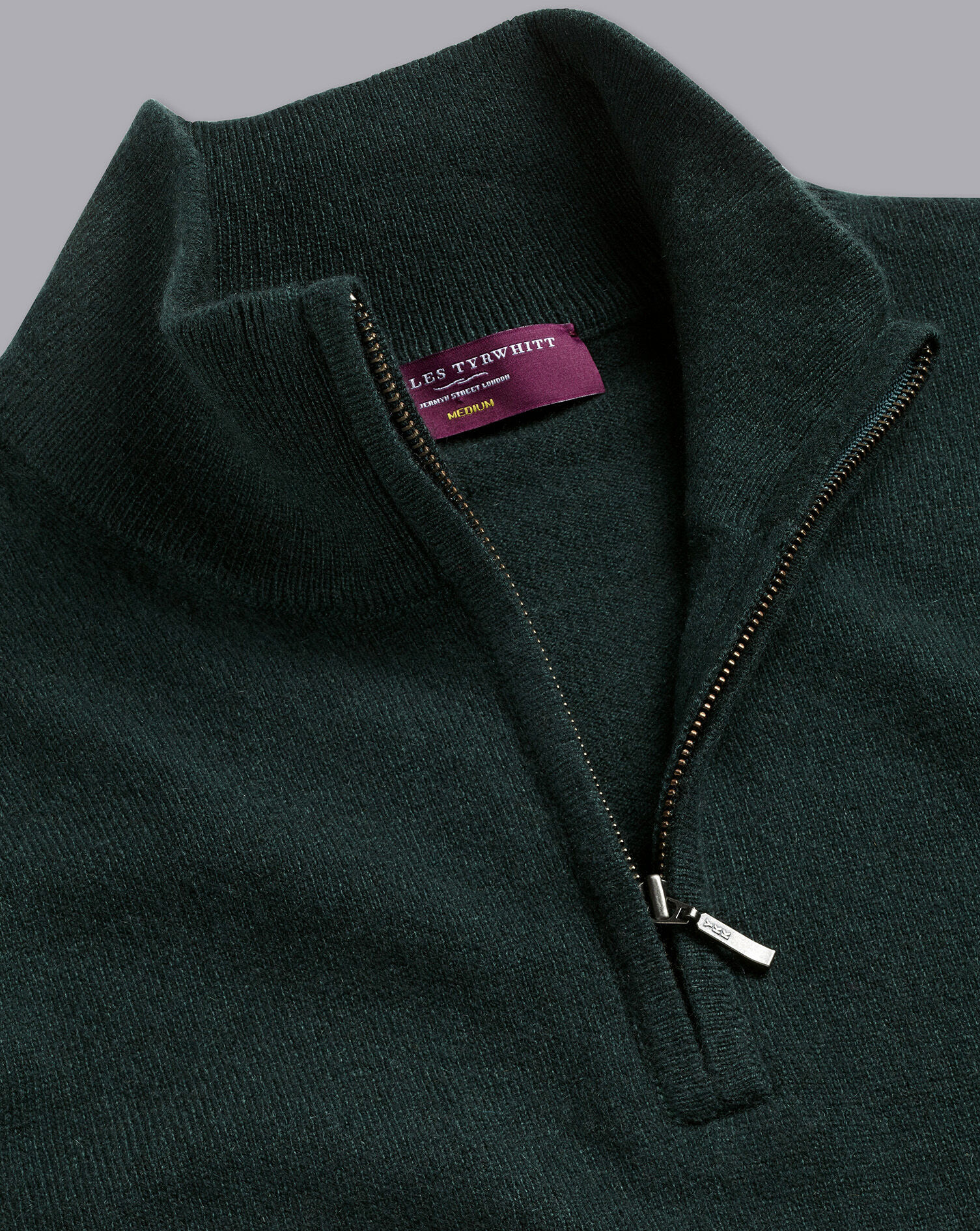 Charles Tyrwhitt Cashmere Zip Neck Sweater - Forest Green