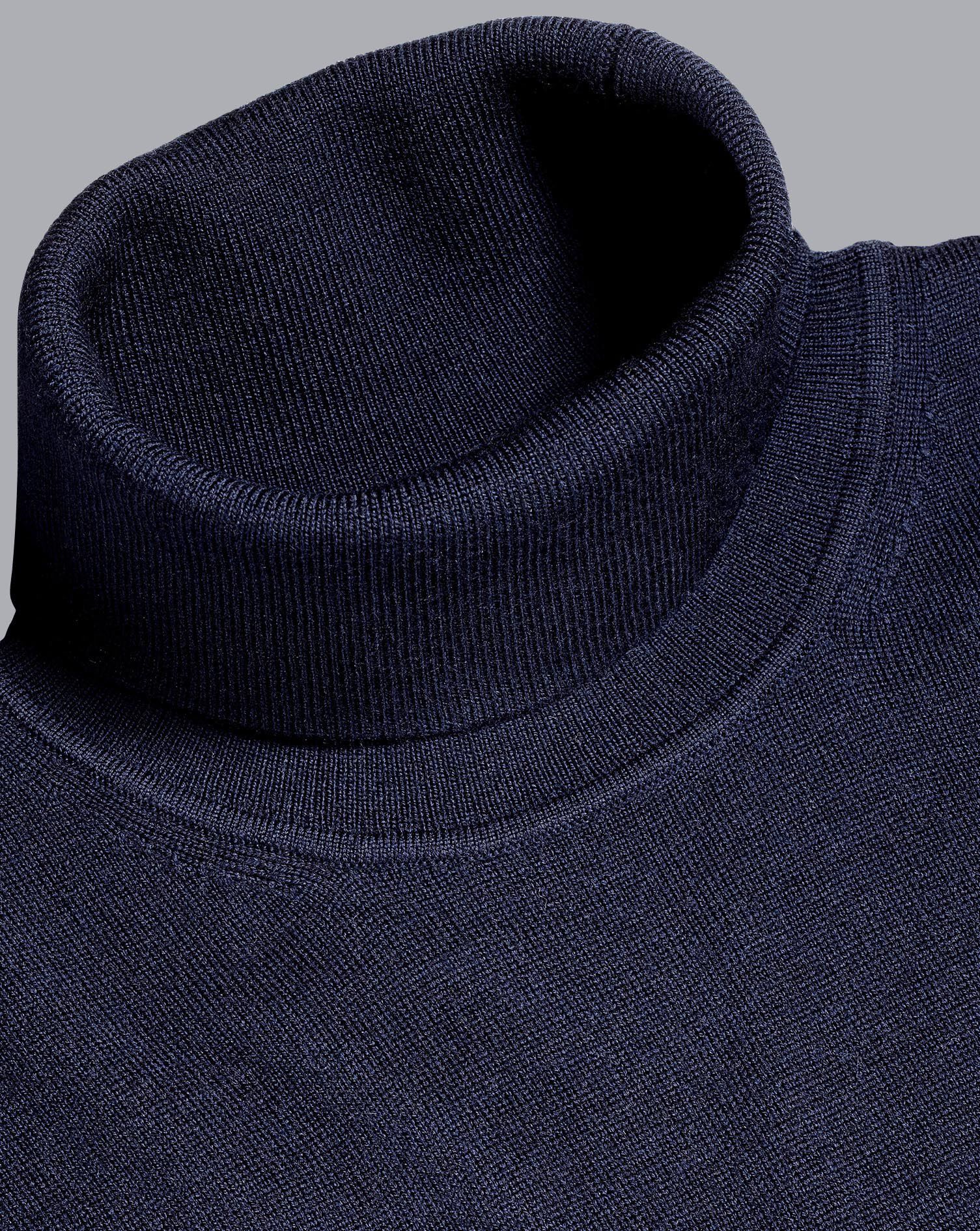 Charles Tyrwhitt Merino Roll Neck Sweater - Navy