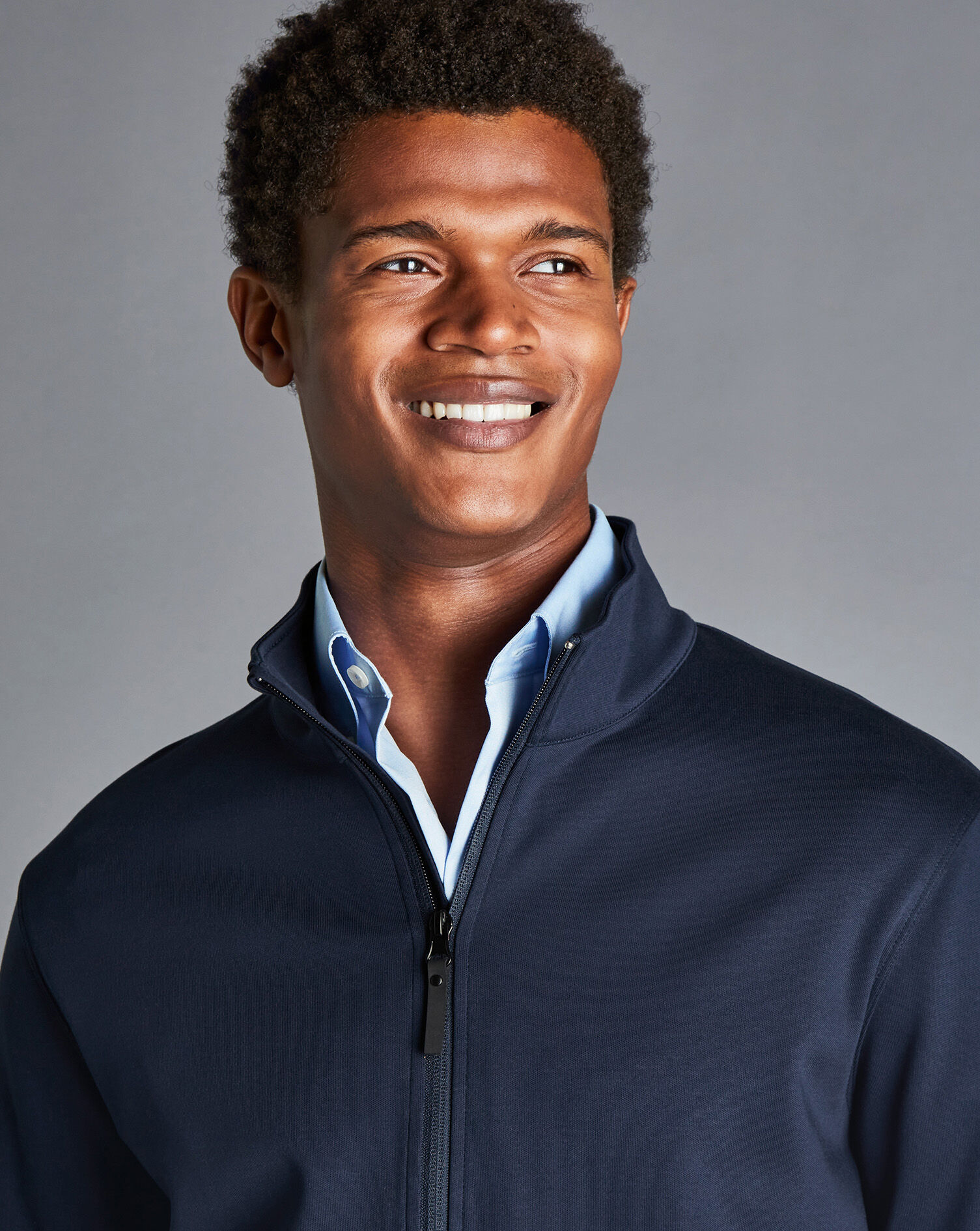 Charles Tyrwhitt Navy Performance Funnel Neck Jacket