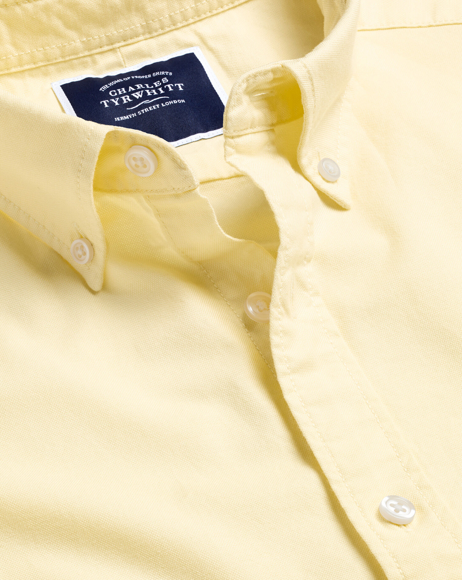 Charles Tyrwhitt Button-Down Collar Washed Oxford Shirt - Butter Yellow