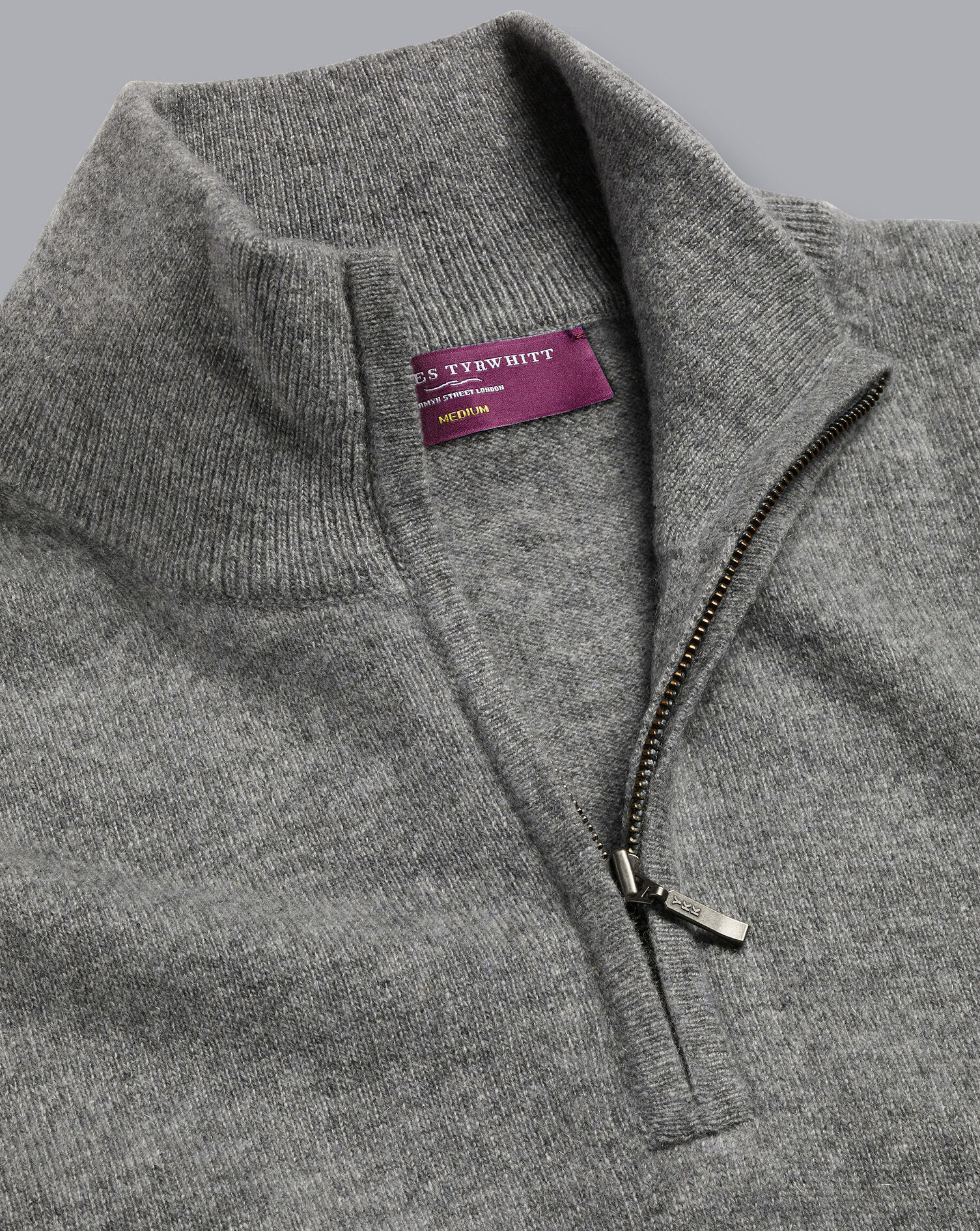 Charles Tyrwhitt Cashmere Zip Neck Sweater - Grey