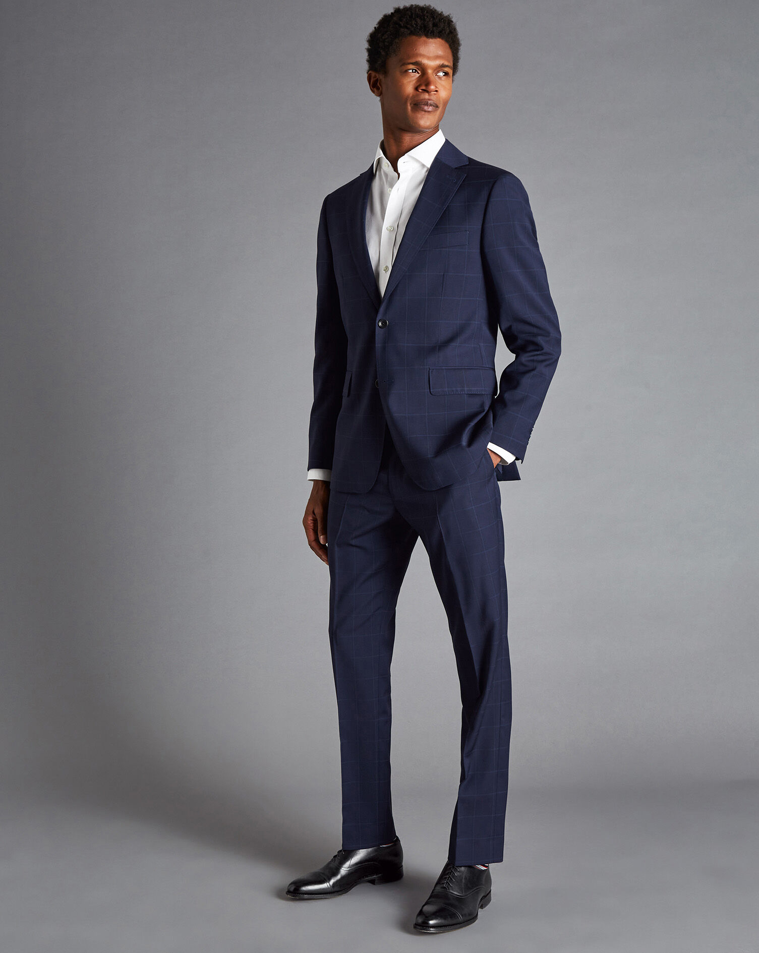 Charles Tyrwhitt Windowpane Check Suit - French Blue