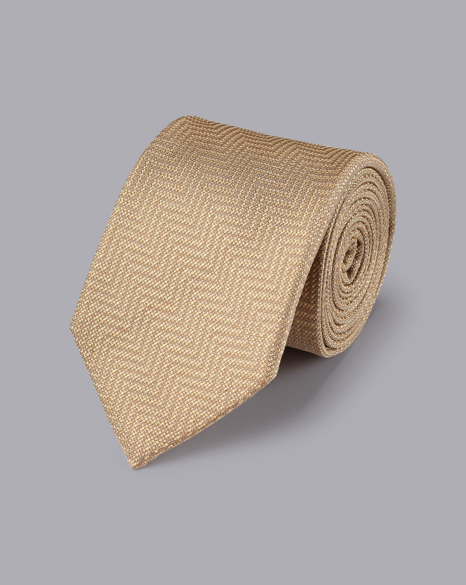 Charles Tyrwhitt Stain Resistant Herringbone Silk Tie - Tan