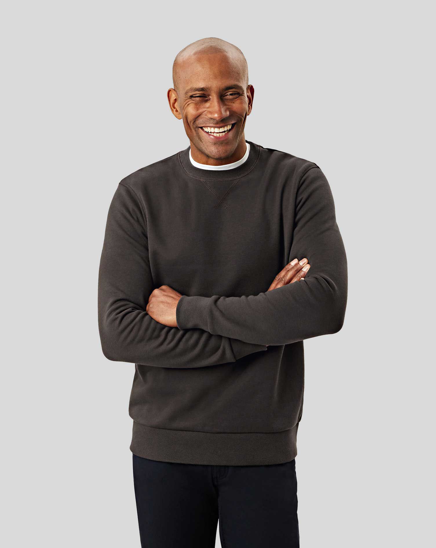 Charles Tyrwhitt Jersey Crew Neck Sweater - Charcoal