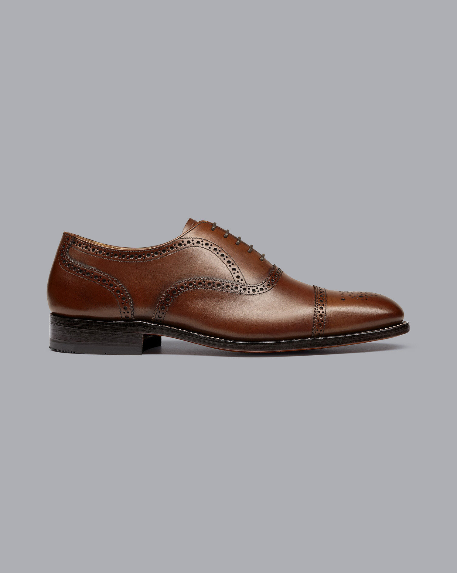 Charles Tyrwhitt Leather Oxford Brogue Shoes - Walnut Brown