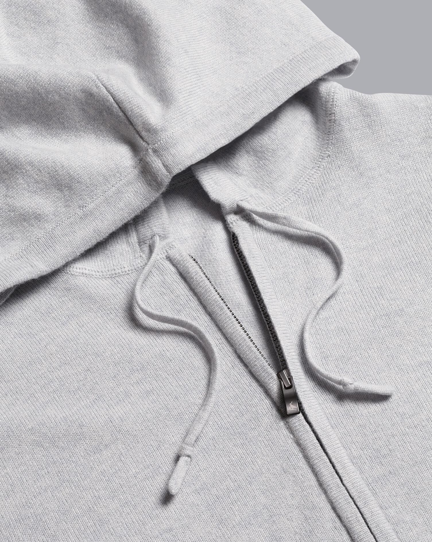 Charles Tyrwhitt Merino Cashmere Hooded Zip Through Sweater - Silver