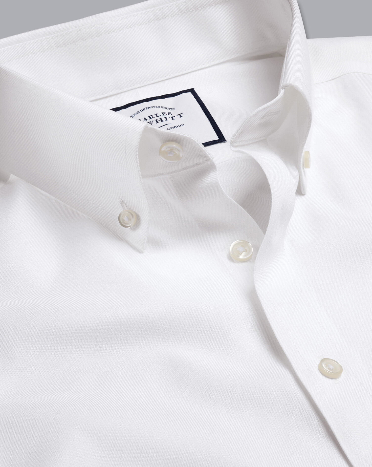 Charles Tyrwhitt Button-Down Non-Iron Twill Shirt - White