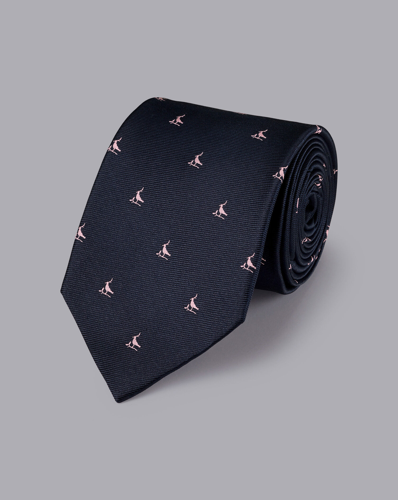 Charles Tyrwhitt Stain Resistant Lapwing Silk Tie - Navy