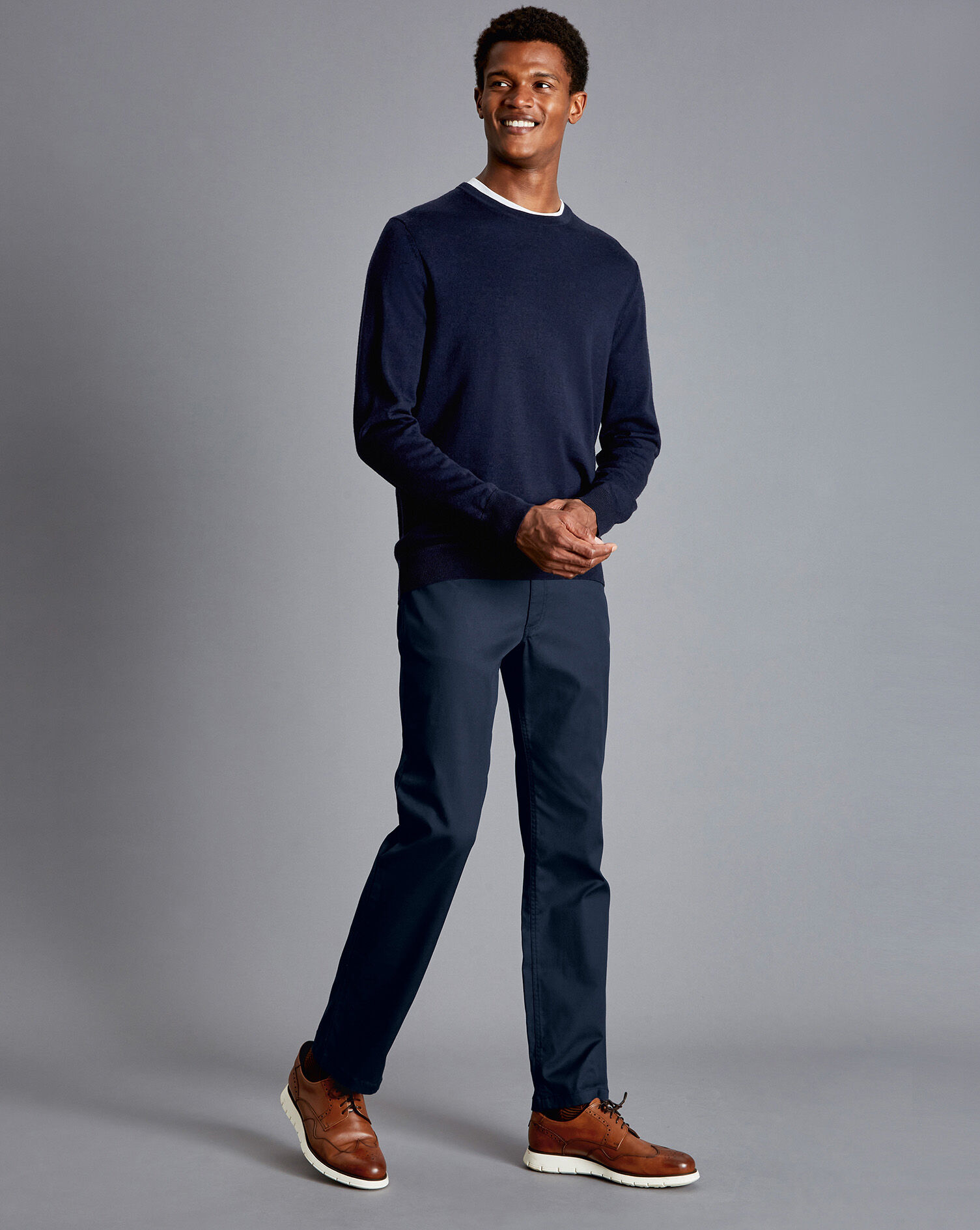 Charles Tyrwhitt Textured 5-Pocket Trousers - Navy