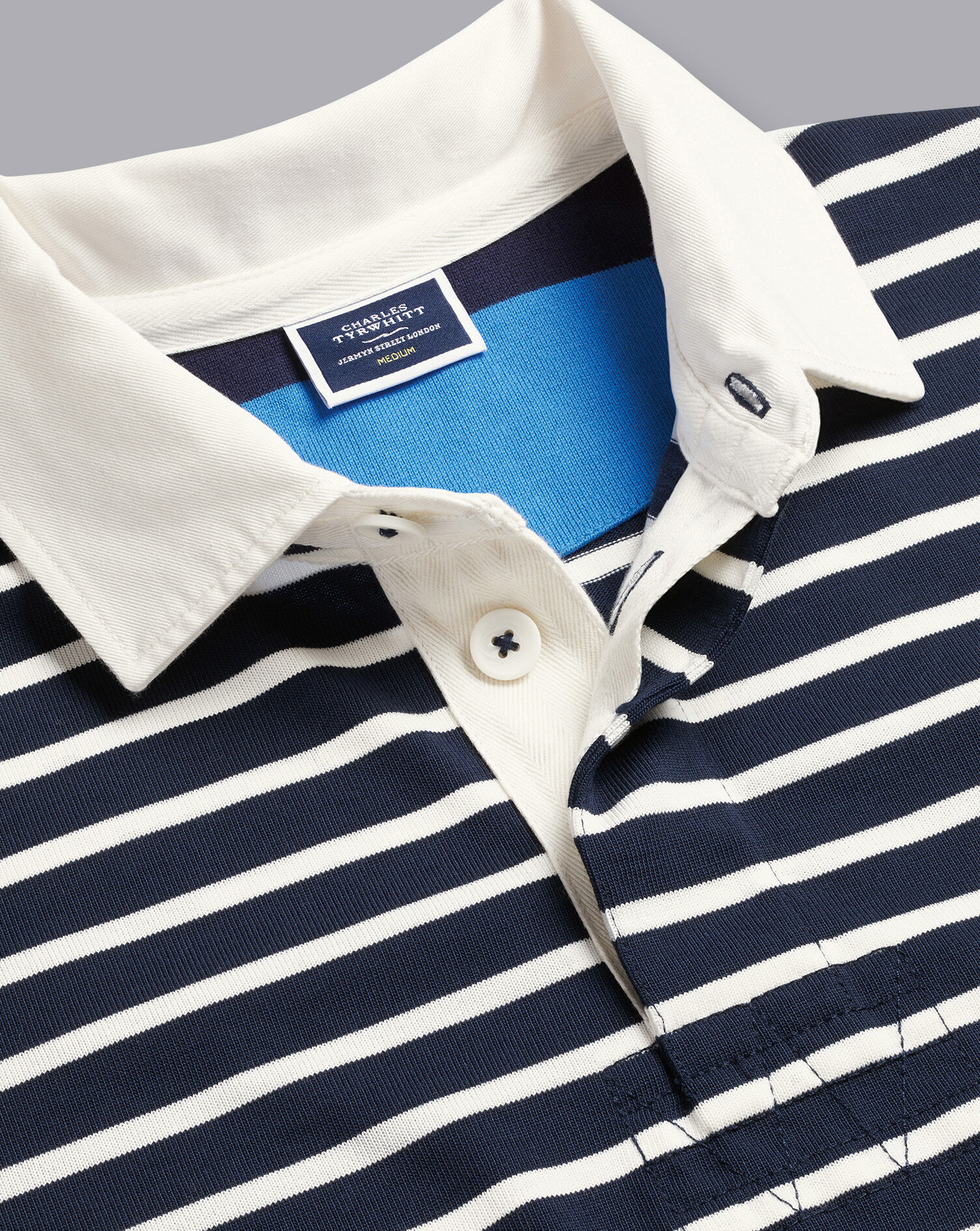 Charles Tyrwhitt Striped Rugby Shirt - Navy & White