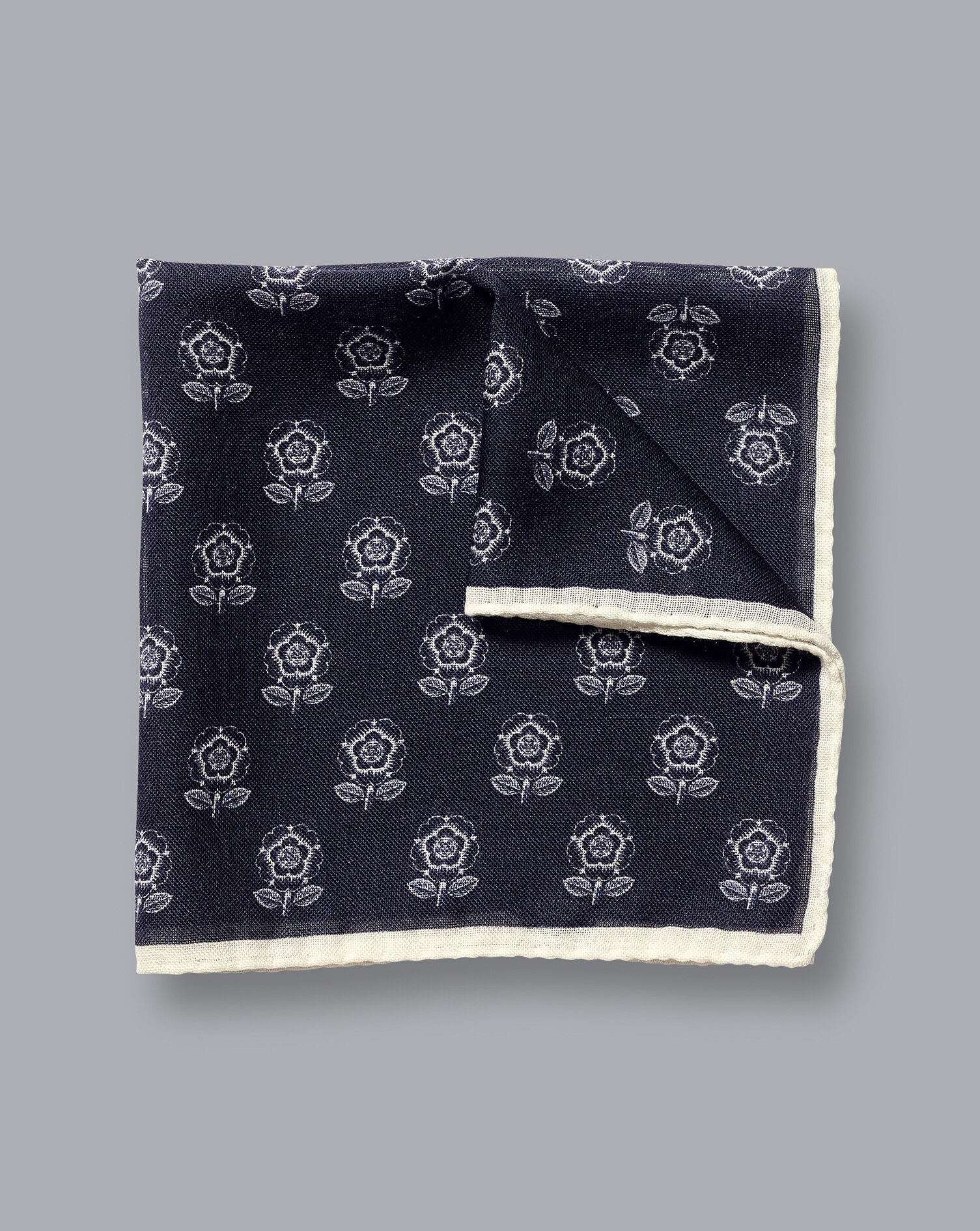 Charles Tyrwhitt LIMITED EDITION England Rugby English Rose Pocket Square - Navy & White