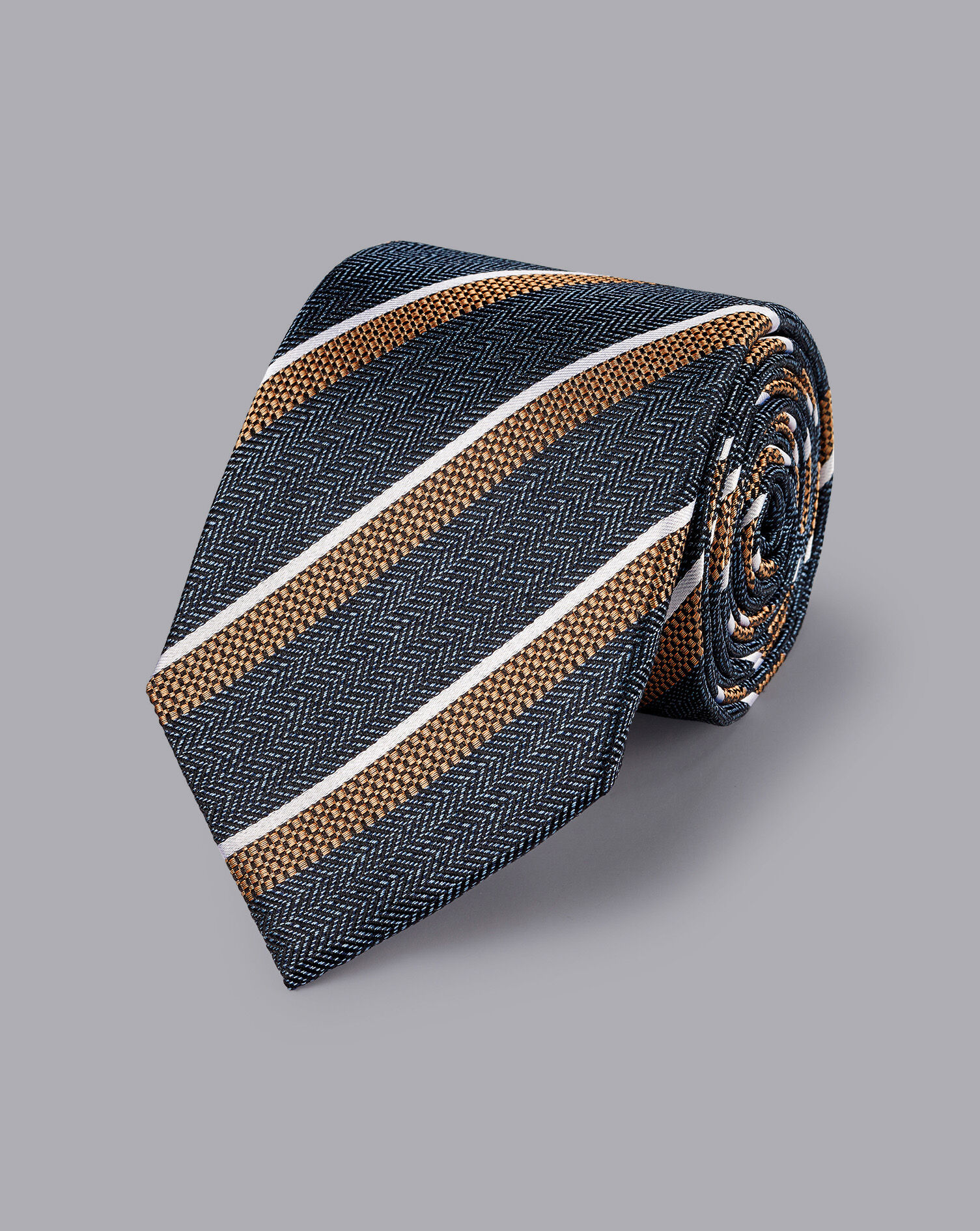 Charles Tyrwhitt Silk Stripe Tie - Denim Blue