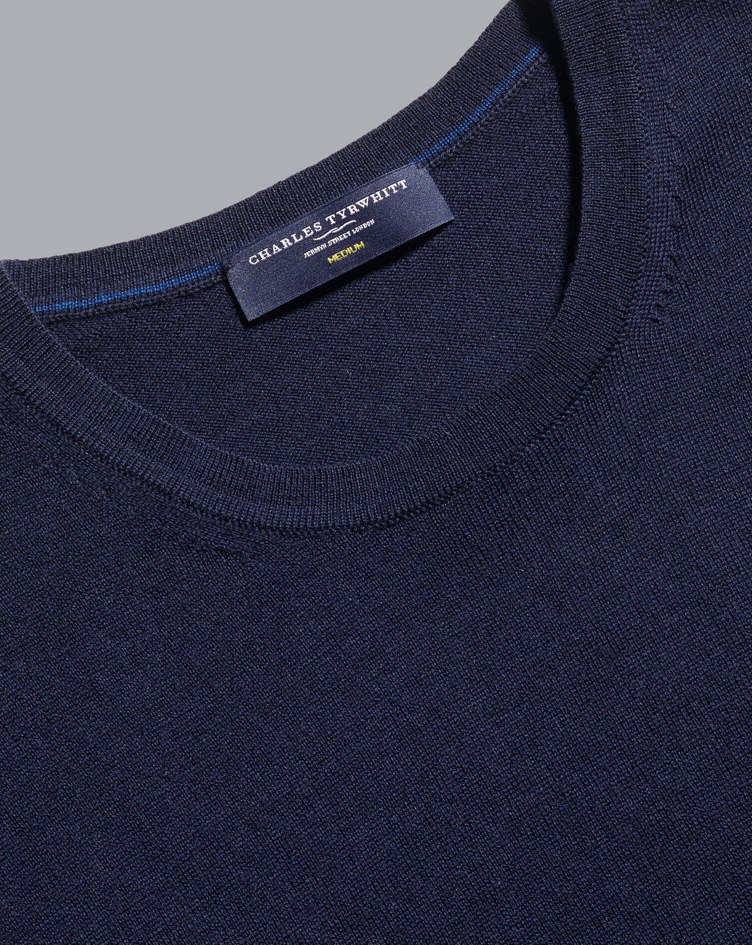 Charles Tyrwhitt Merino Crew Neck Sweater - Navy